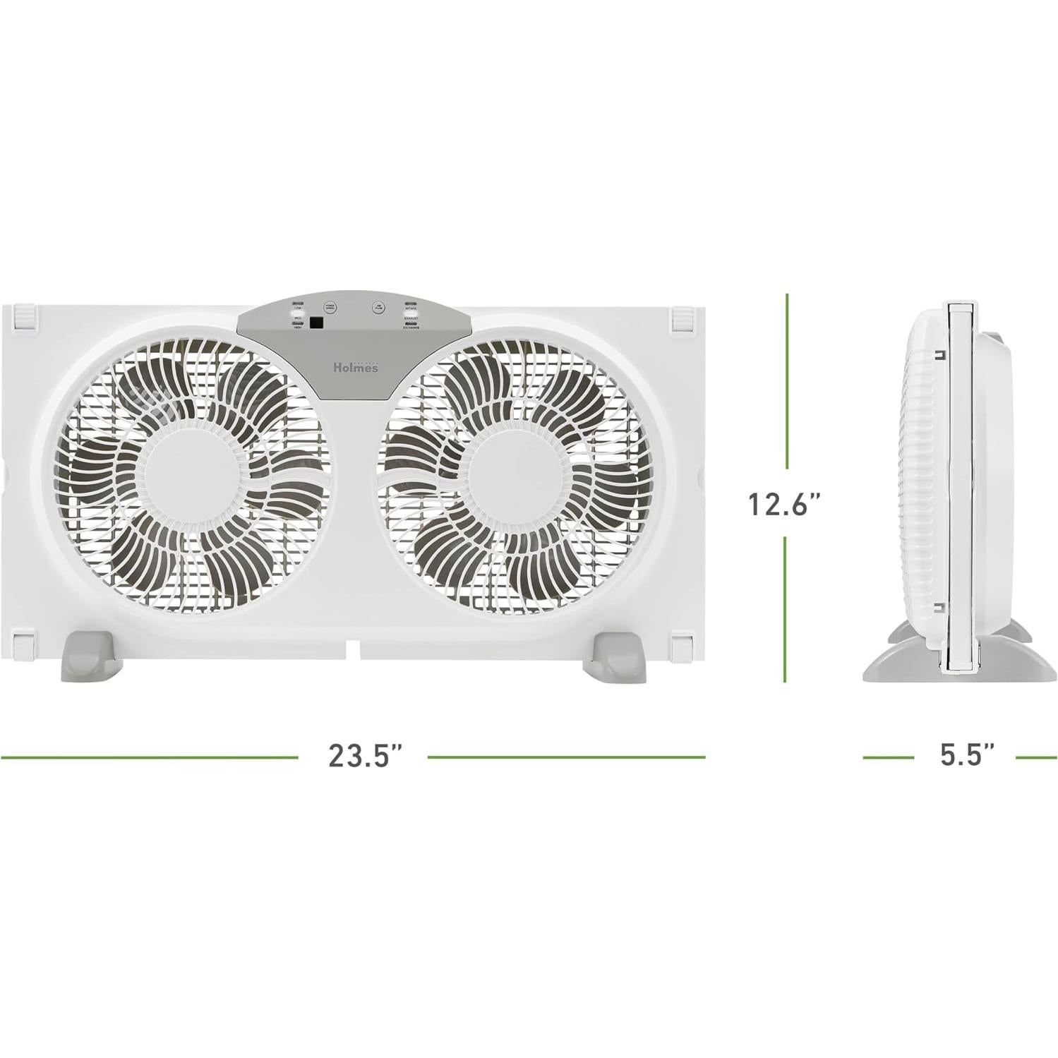 Ventilador de Ventana Digital Doble HOLMES 9" Blanco 3 Velocidades