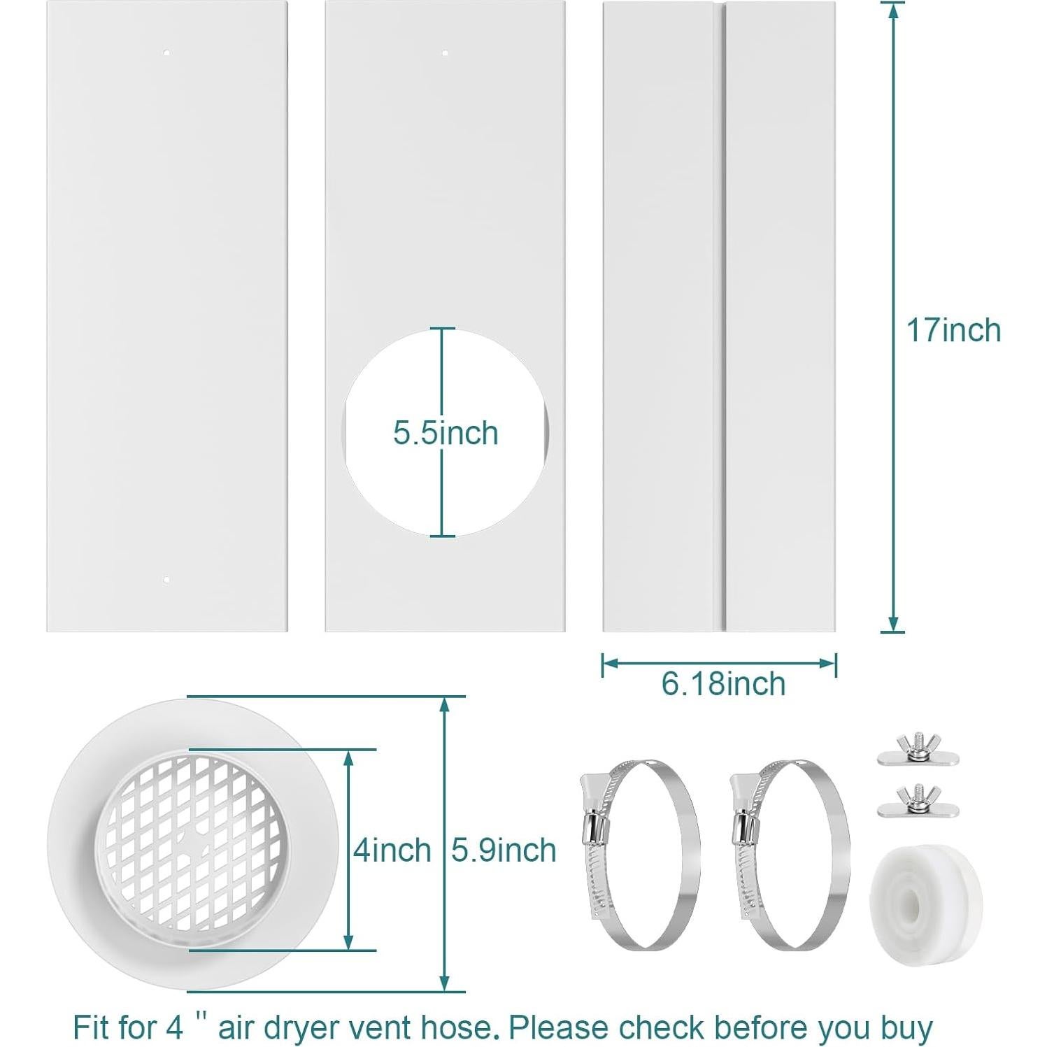 Kit de Ventilación de Ventana HOXHA para Secadora 4"