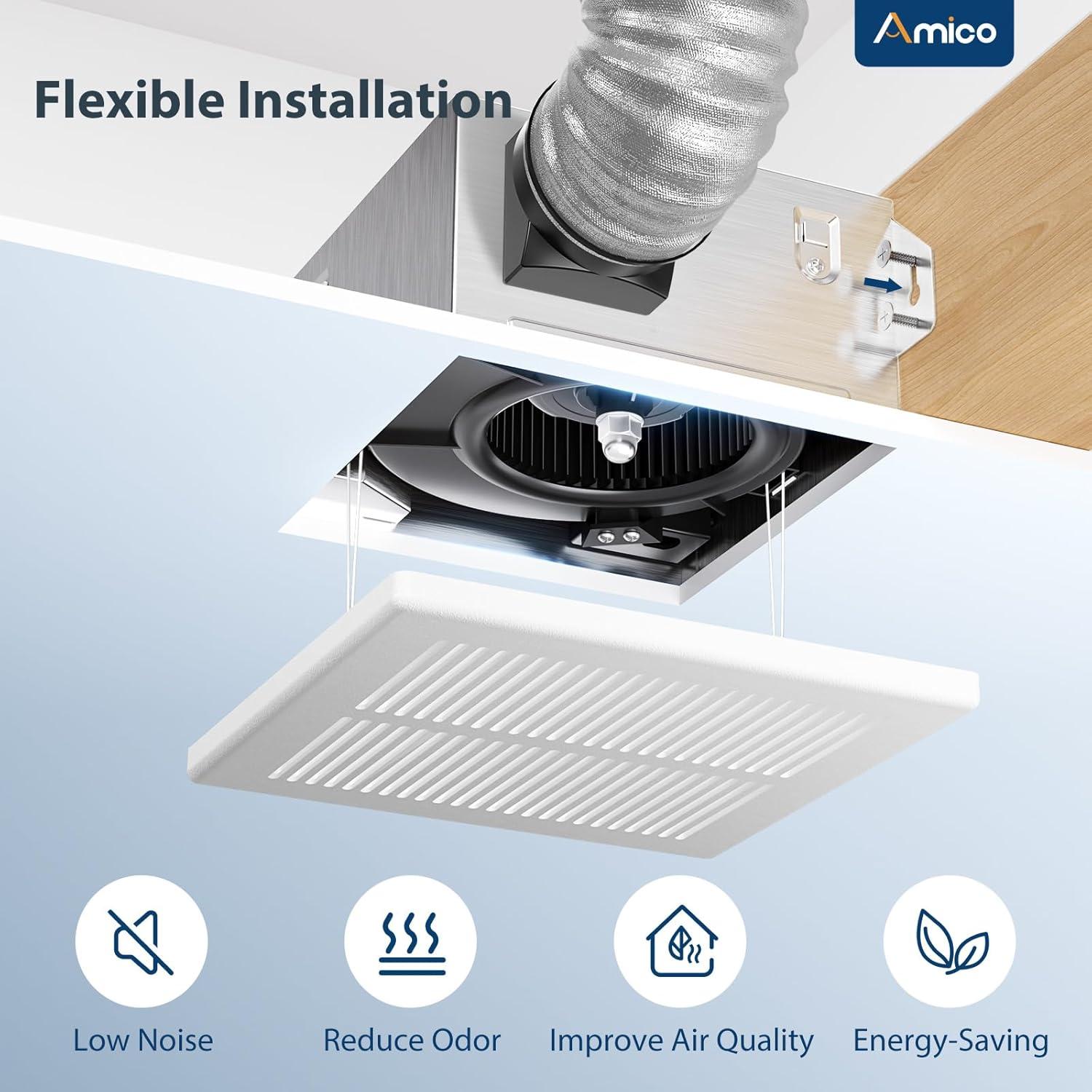 Ventilador Extractor de Baño Amico 80 CFM 1 Sone Blanco
