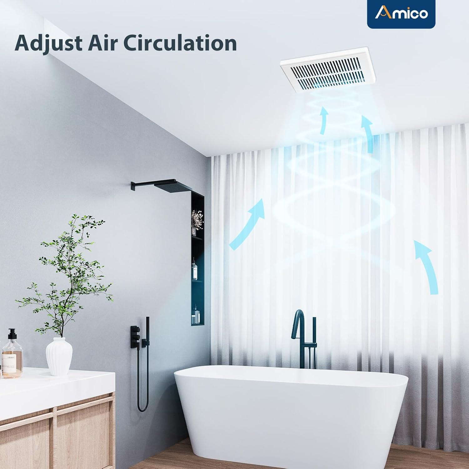 Ventilador Extractor de Baño Amico 80 CFM 1 Sone Blanco