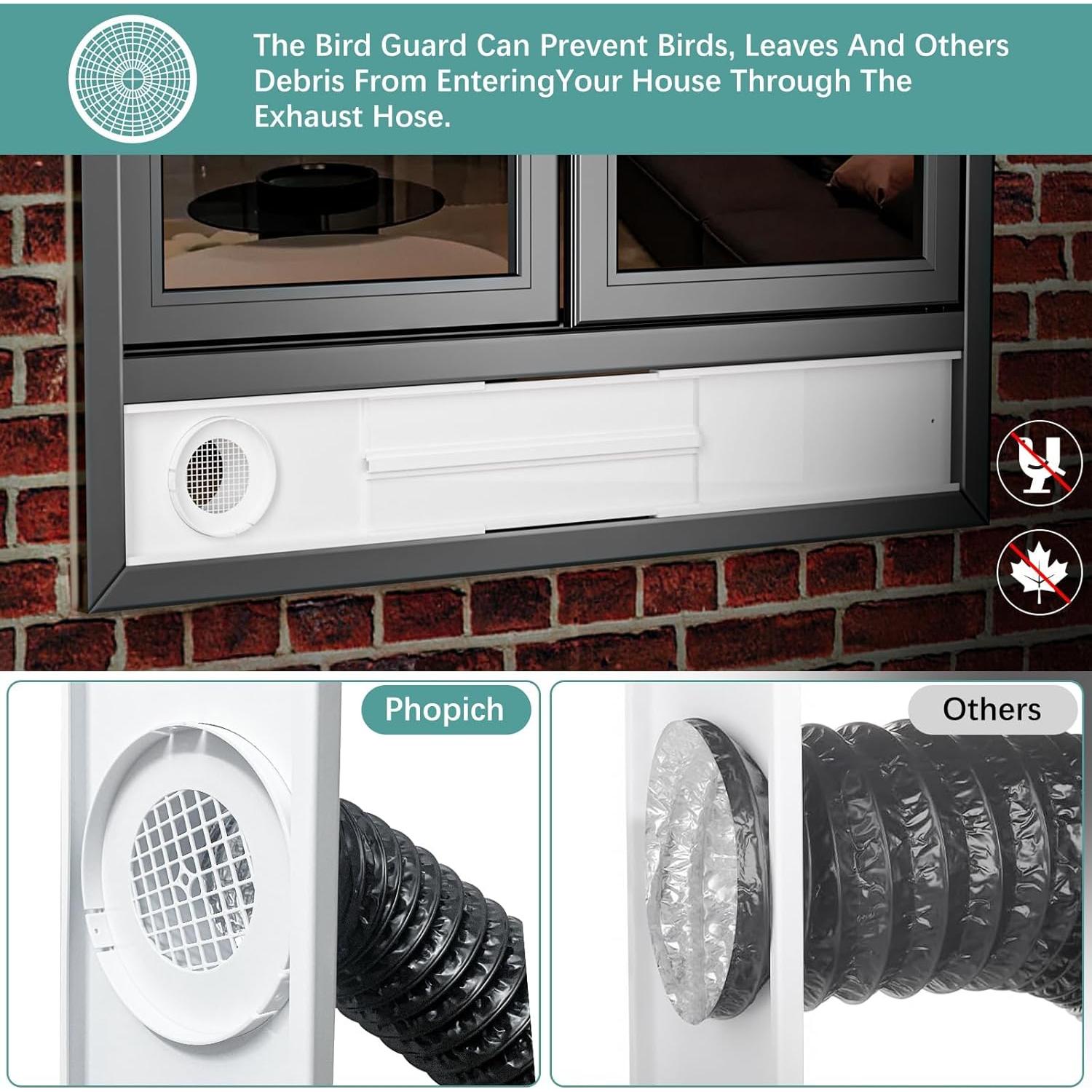 Kit de Ventana Ajustable Phopich para Conducto de Secadora 4"