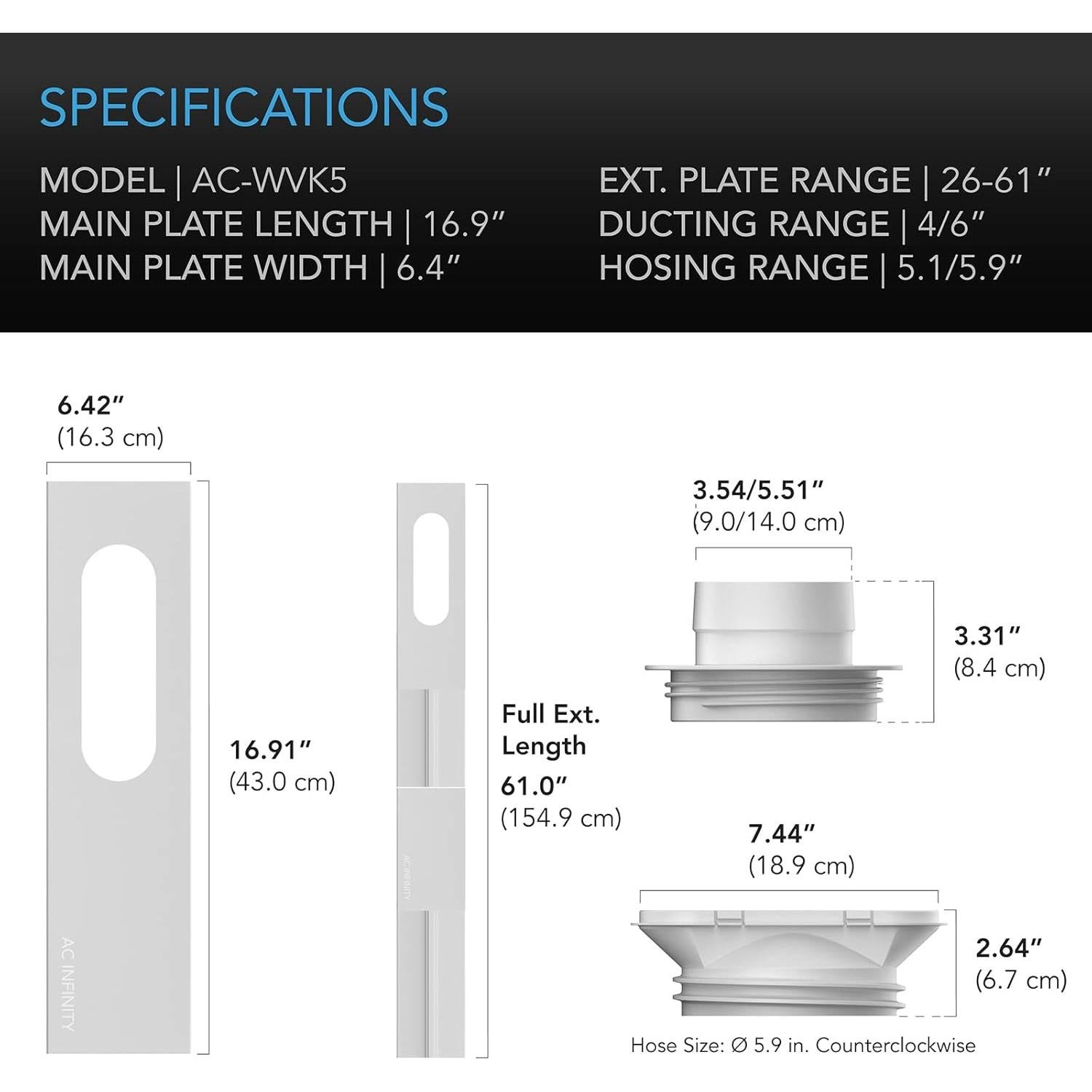 Kit de Ventilación para Ventana AC Infinity 4" y 6"