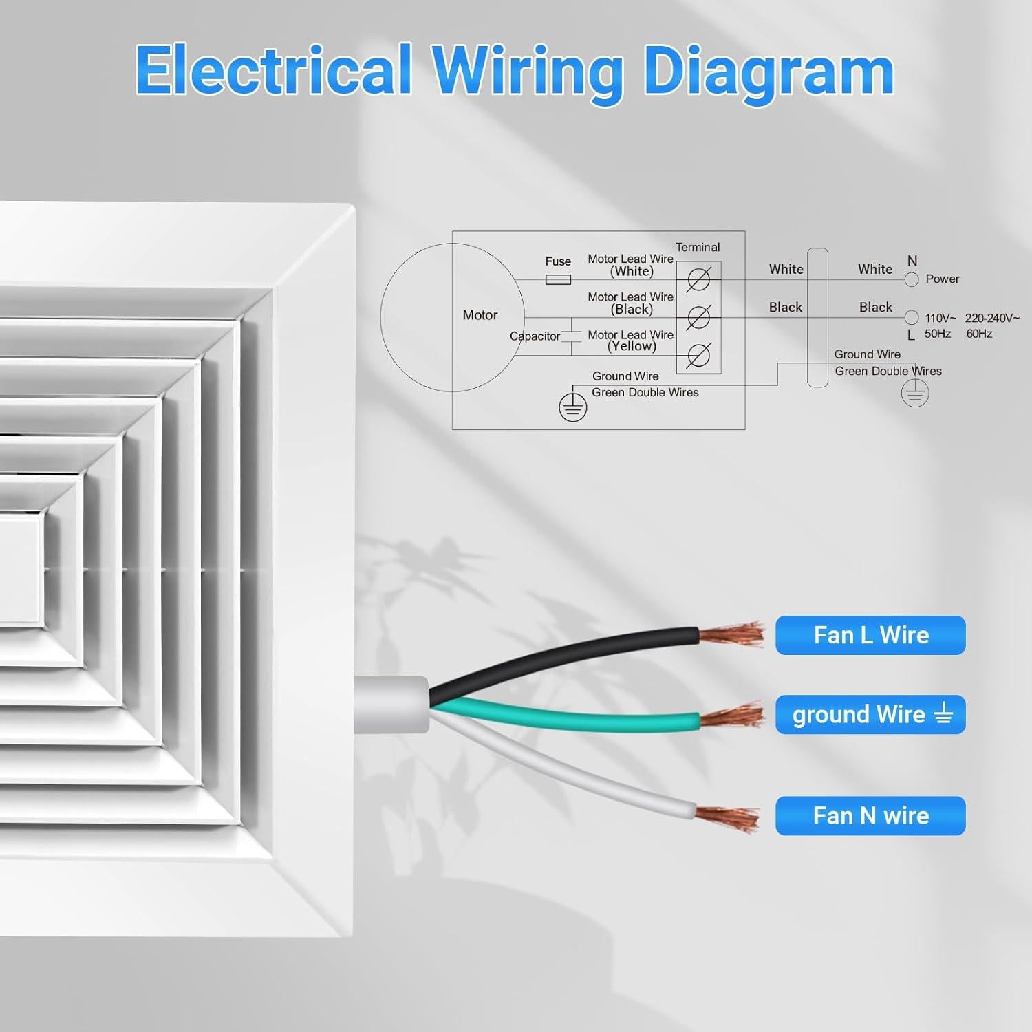 Ventilador de Baño FEITON 90 CFM 25W Silencioso 1 Sones