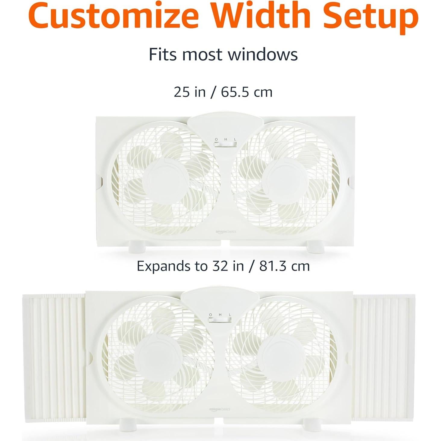 Ventilador de Ventana Amazon Basics 22.86 cm 68W Blanco