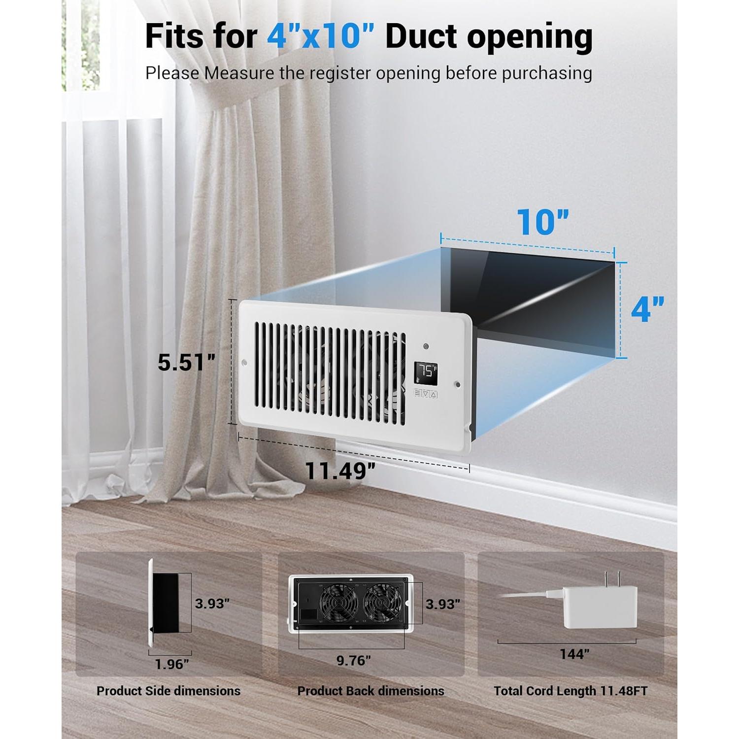 Ventilador Aumentador de Registro XTOP FW-92 10x25 cm con Control Remoto