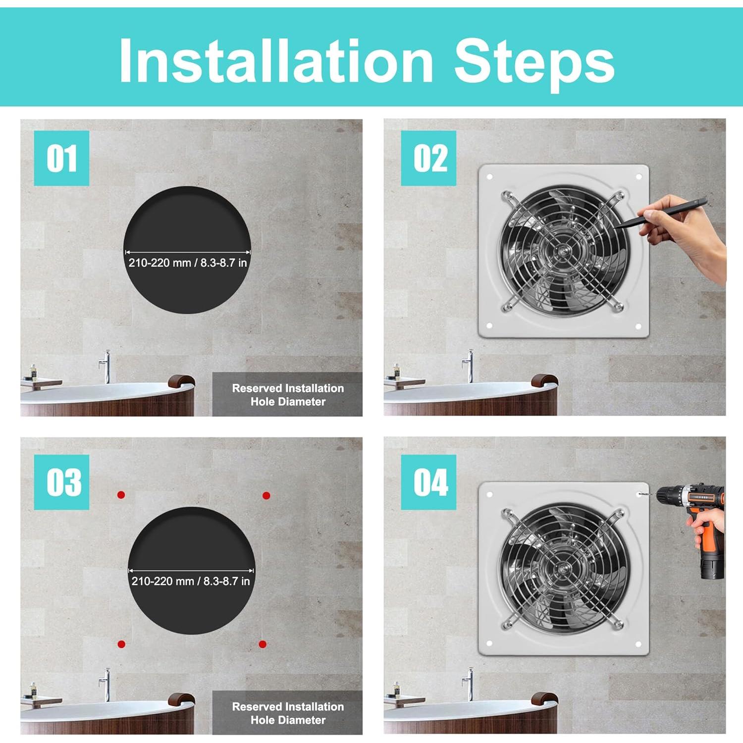 Ventilador de Escape 20 cm MEKOTRIN 80W 760 CFM Blanco