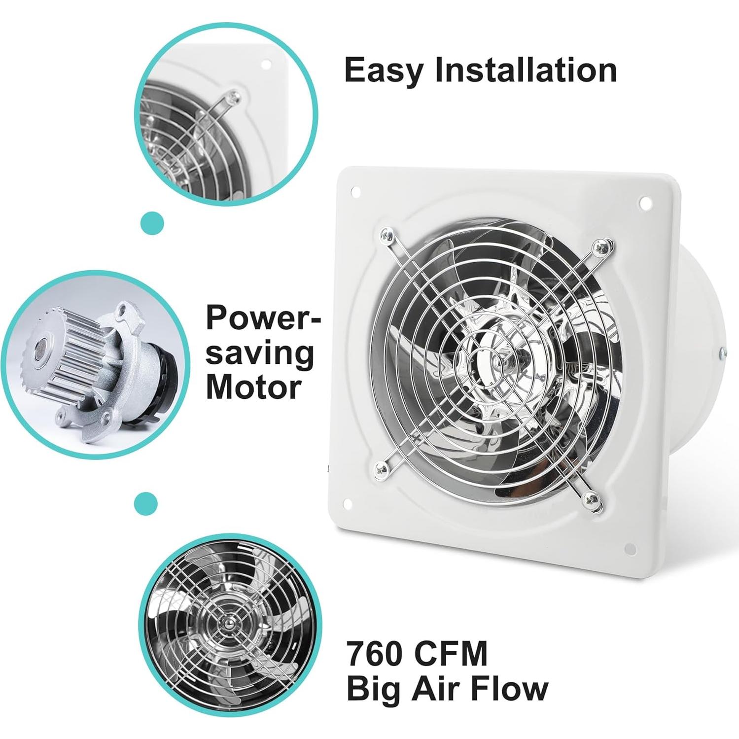 Ventilador de Escape 20 cm MEKOTRIN 80W 760 CFM Blanco