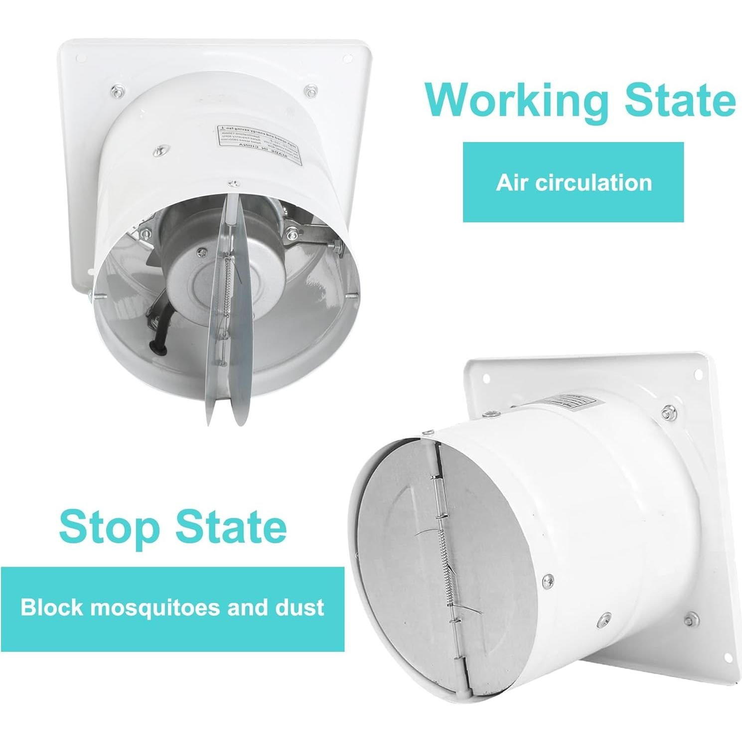 Ventilador de Escape 20 cm MEKOTRIN 80W 760 CFM Blanco