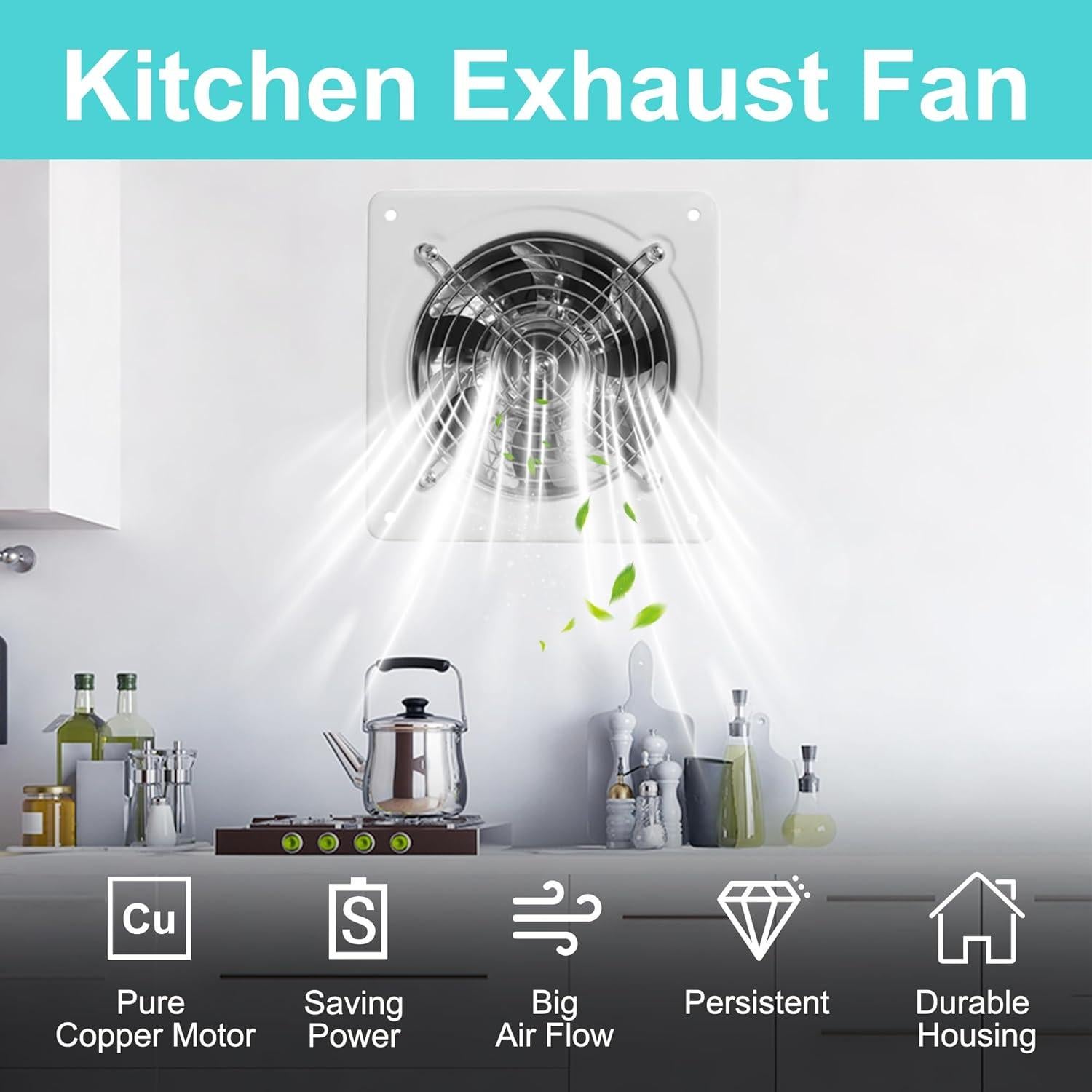 Ventilador de Escape 20 cm MEKOTRIN 80W 760 CFM Blanco