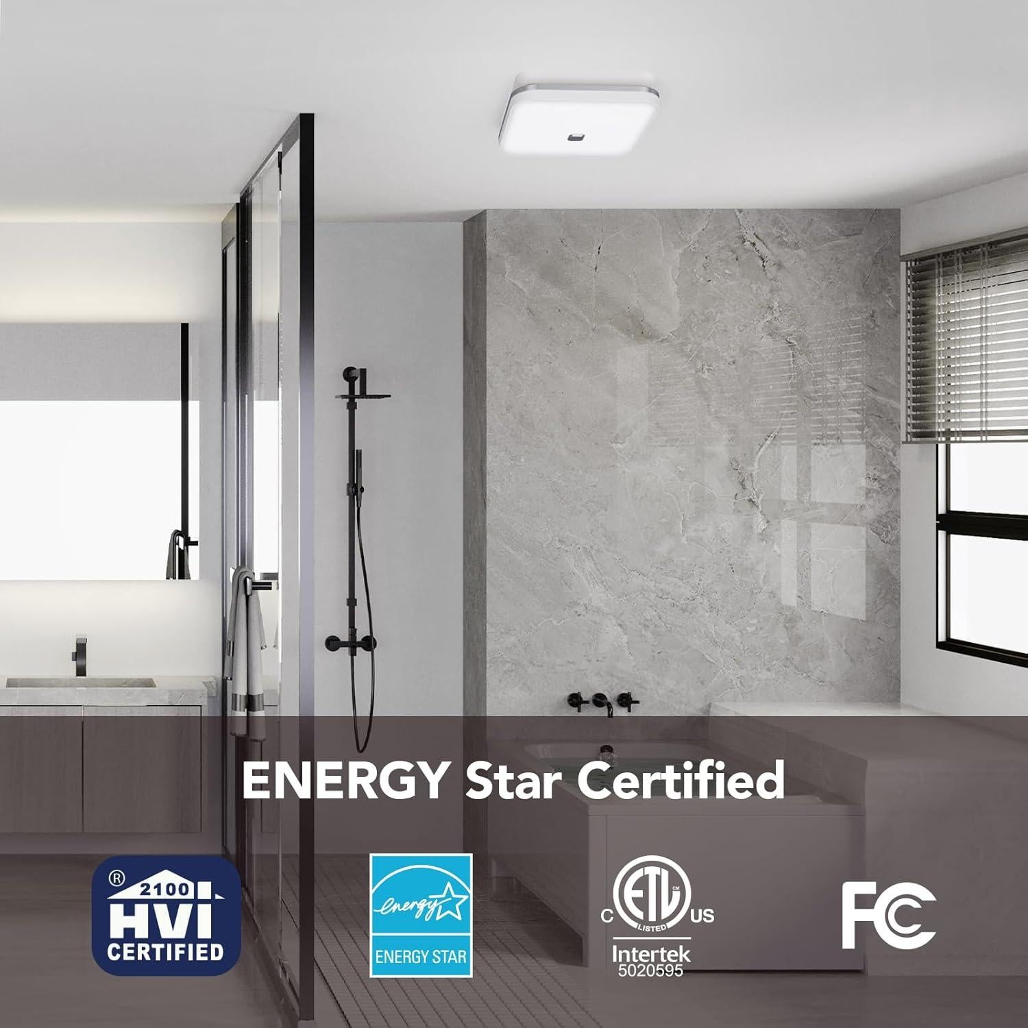 Ventilador de Baño OREiN con Luz LED 100 CFM 1.5 Sones