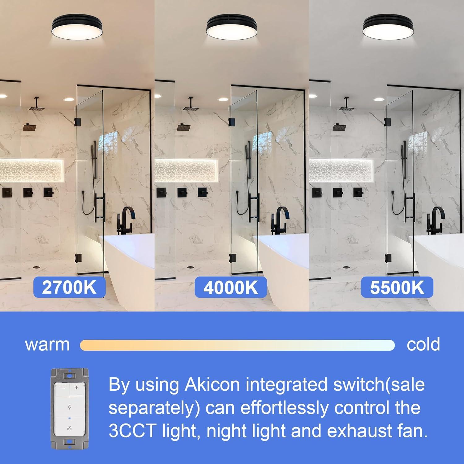 Ventilador de Baño Akicon Redondo con Luz LED 1000lm 31W