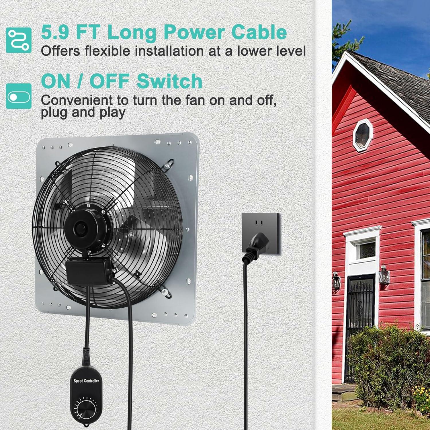 Ventilador de Escape Hipoilk 14" con Control de Velocidad 1088 CFM