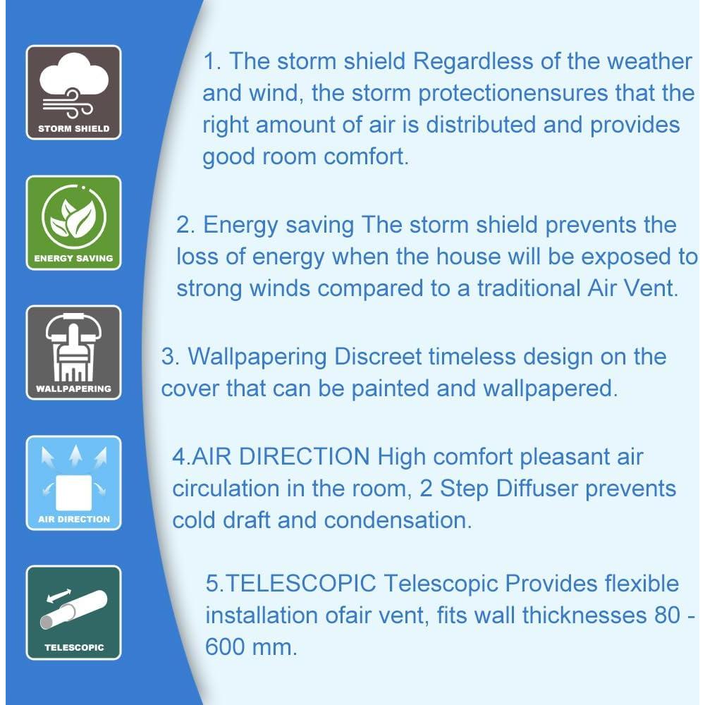 Ventilador de Aire Pasivo Weiworld 4" Eficiente Energéticamente
