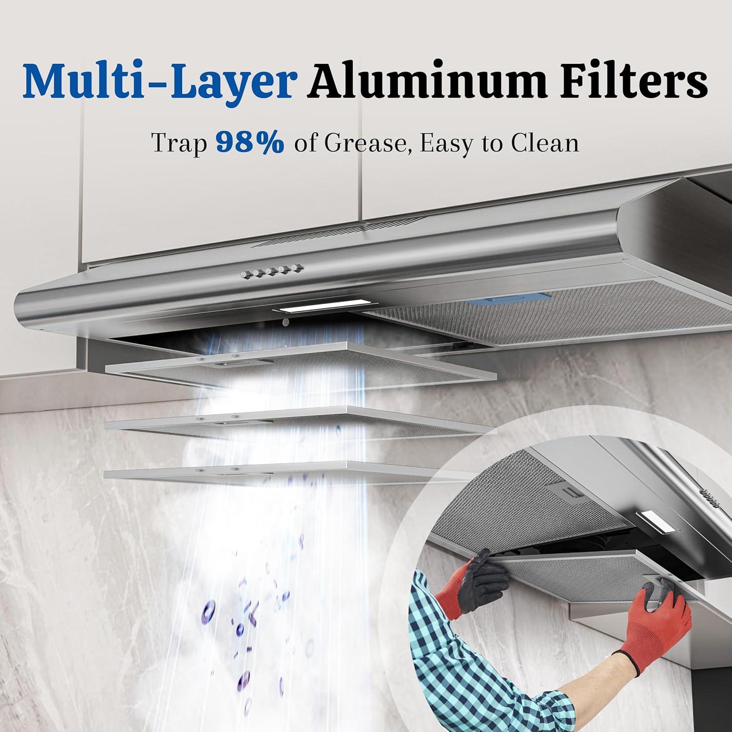 Campana Extractora FIREGAS 30" Bajo Gabinete 250 CFM LED