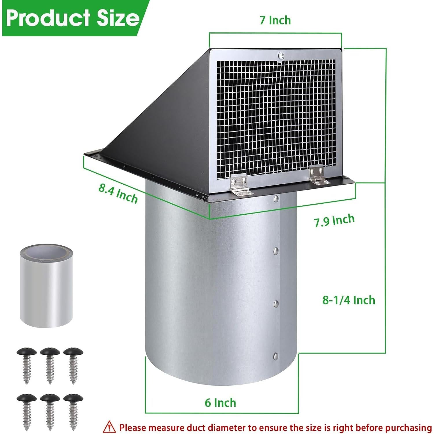 Cubierta de Ventilación de Pared JYINCPED 15.24 cm Negra