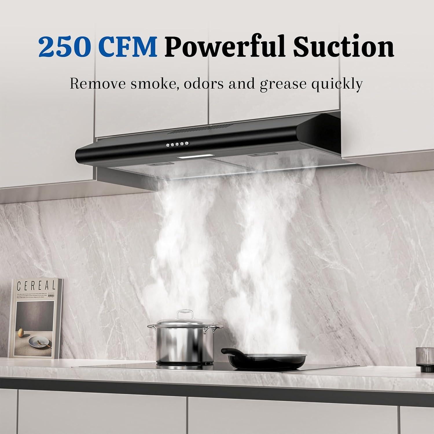 Campana Extractora FIREGAS 30" Negra Bajo Gabinete 250 CFM