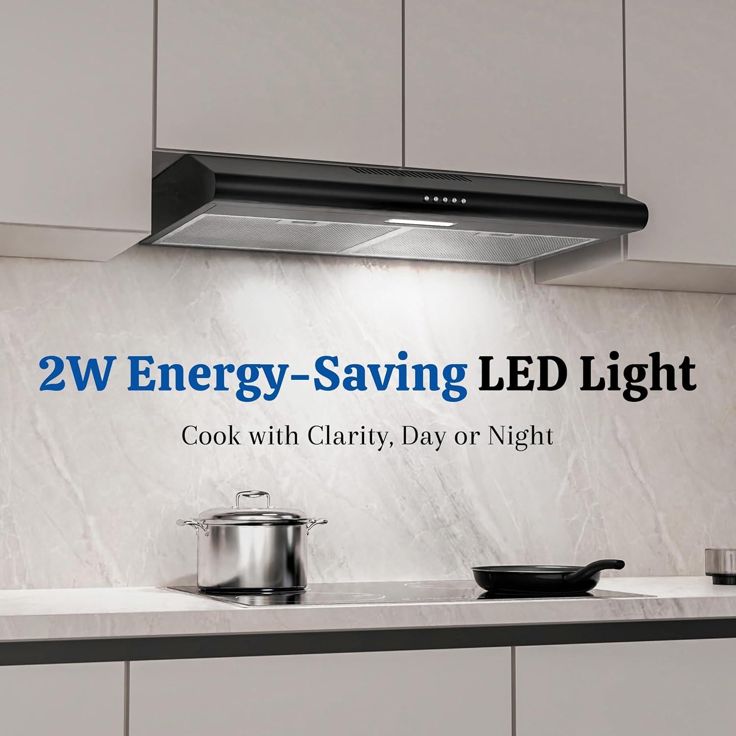 Campana Extractora FIREGAS 30" Negra Bajo Gabinete 250 CFM