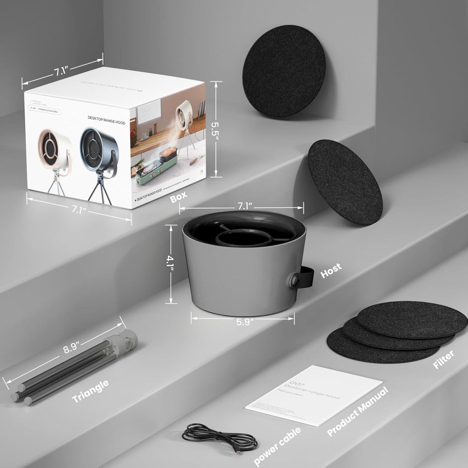 Campana Extractora Portátil Mihoho XC 1235 - 3 Velocidades, 0.73kg