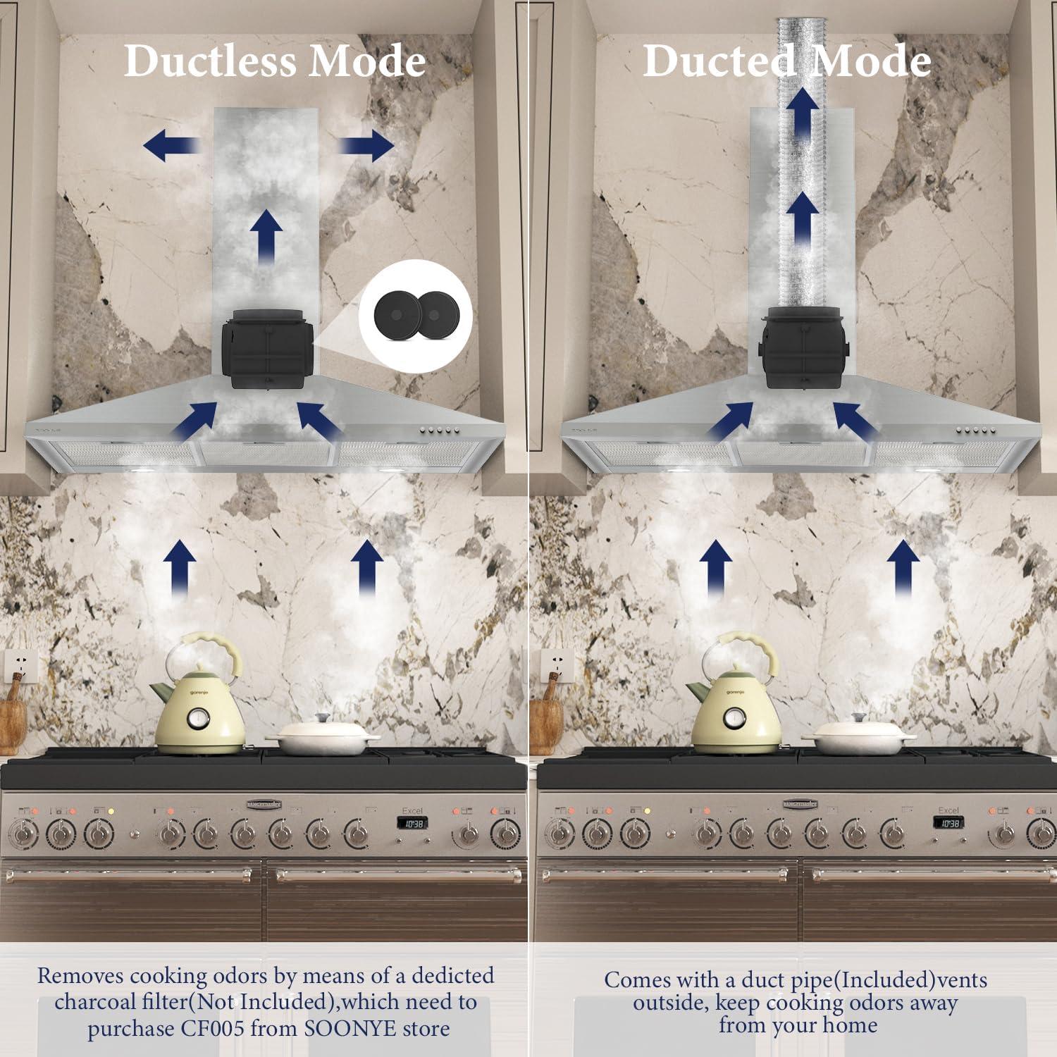 Campana de cocina Soonye SOP07-36 90cm 450 CFM acero inoxidable