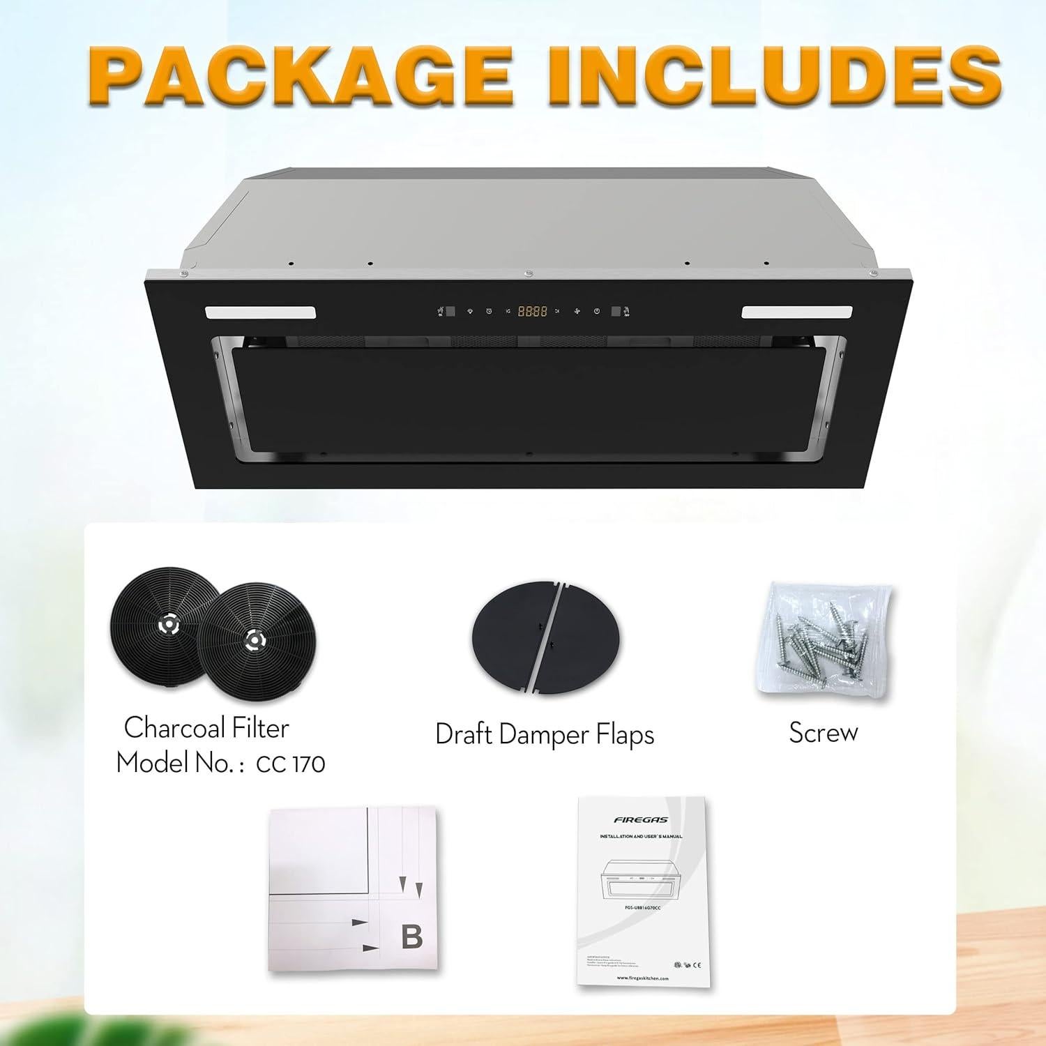 Campana Extractora FIREGAS 76 cm 600 CFM Ductada/Sin Ducto