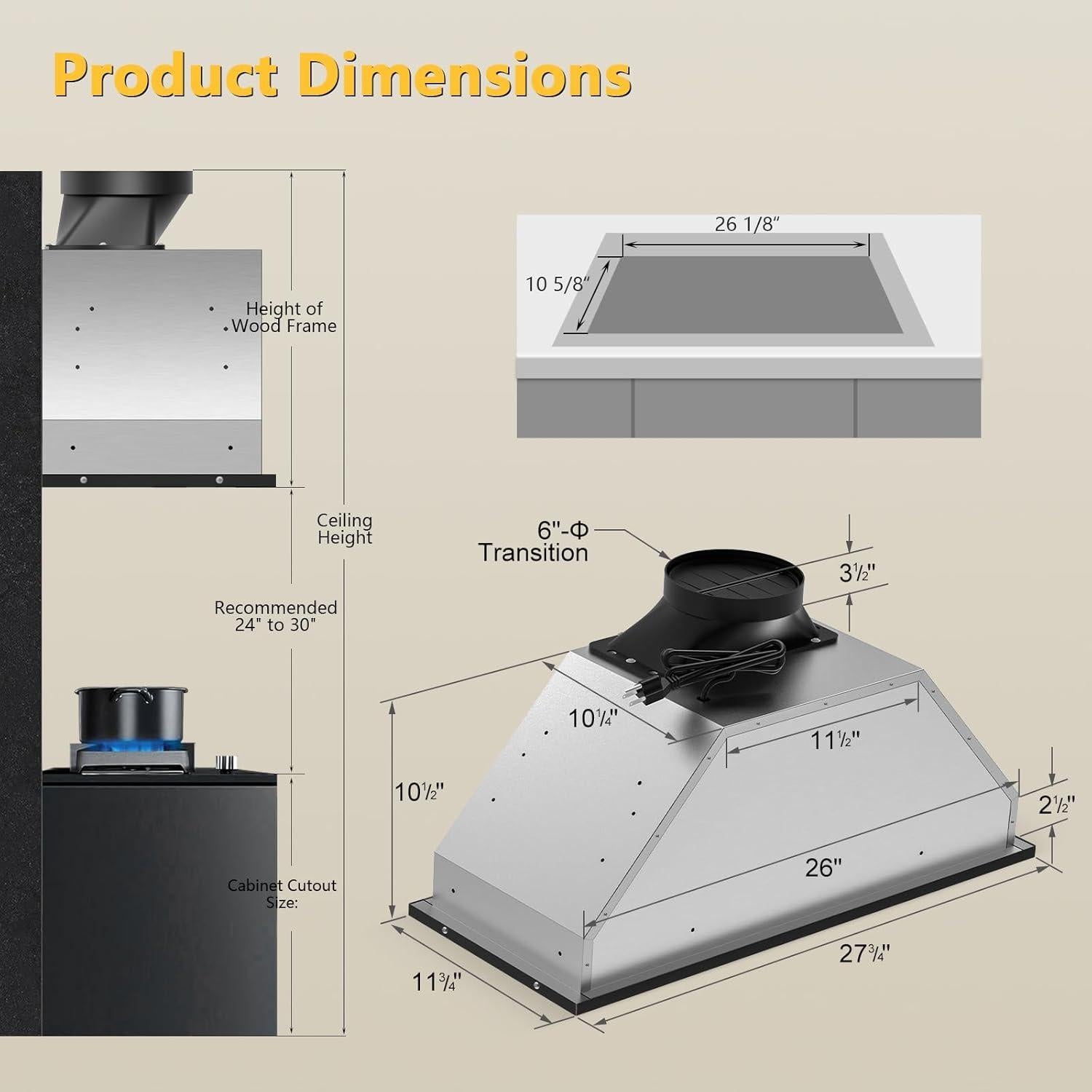 Campana Extractora Empotrada Turephe KMB02-30 900 CFM Acero Inoxidable