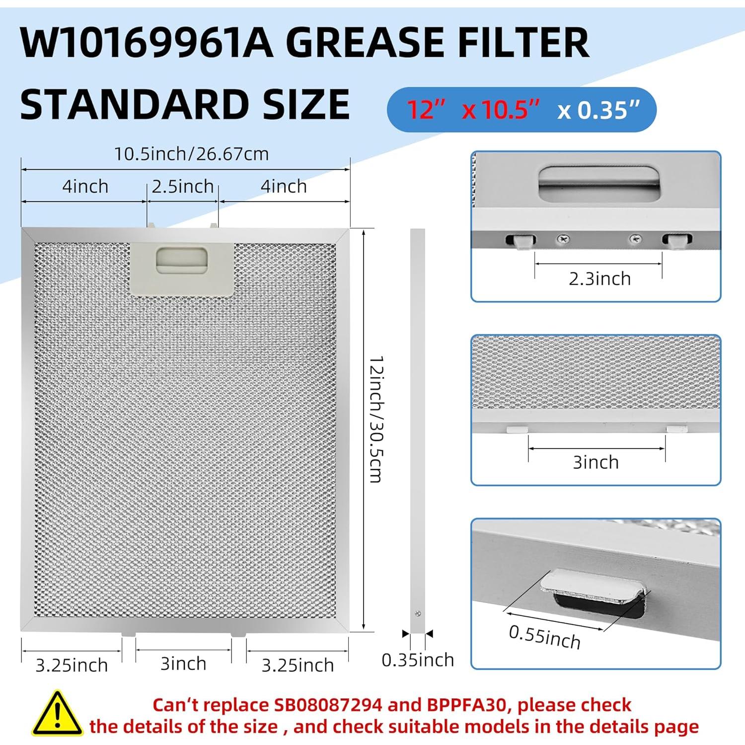 Filtro de Grasa W10169961A Fetechmate 2PC 30.48x26.67cm