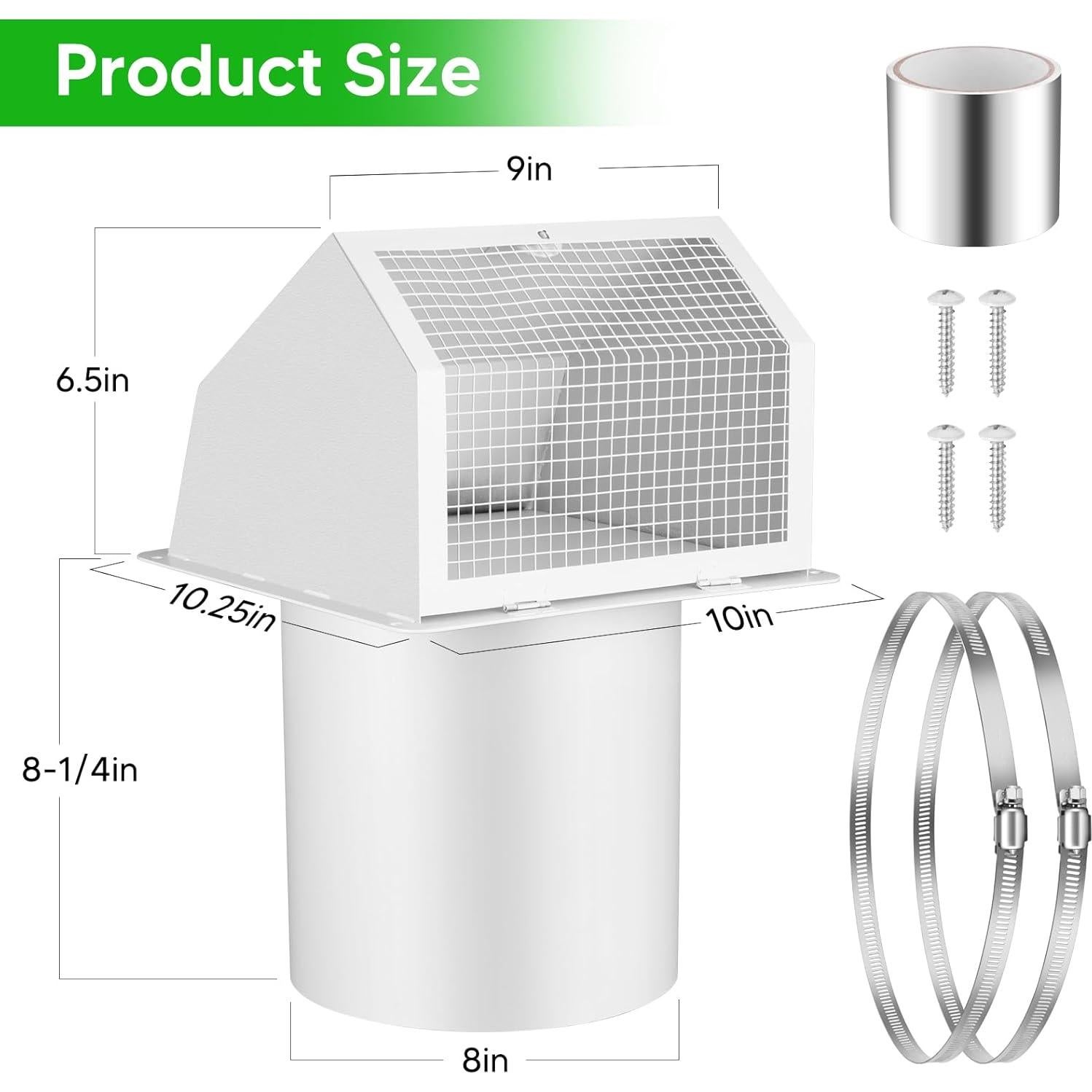 Ventilación de Pared LEIFEOSH 8 Pulgadas Acero Galvanizado