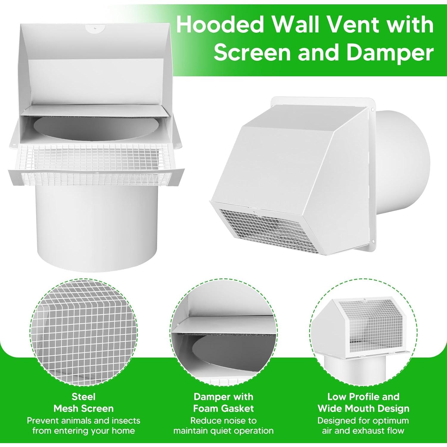 Ventilación de Pared LEIFEOSH 8 Pulgadas Acero Galvanizado