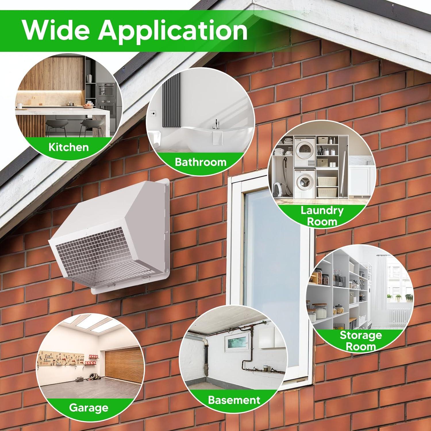 Ventilación de Pared LEIFEOSH 8 Pulgadas Acero Galvanizado