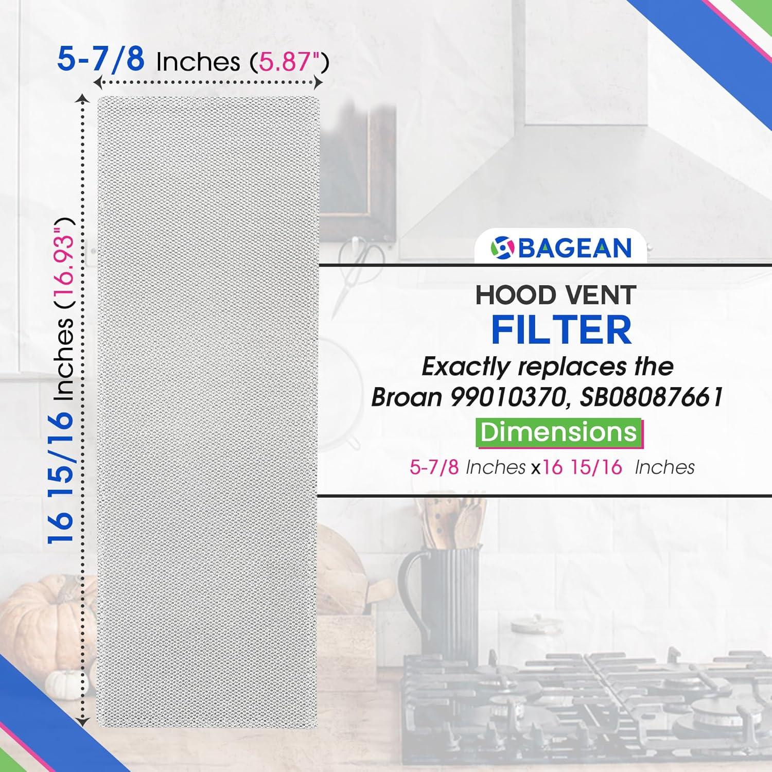 Filtro de Ventilación Bagean 14.9 cm x 43 cm Aluminio 2 Piezas