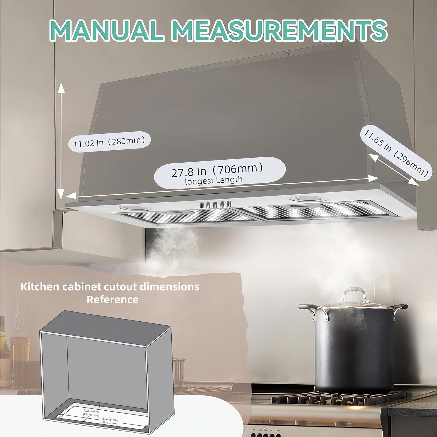 Campana de Cocina Empotrada KENDRAJA 76.2 cm 700 CFM LED