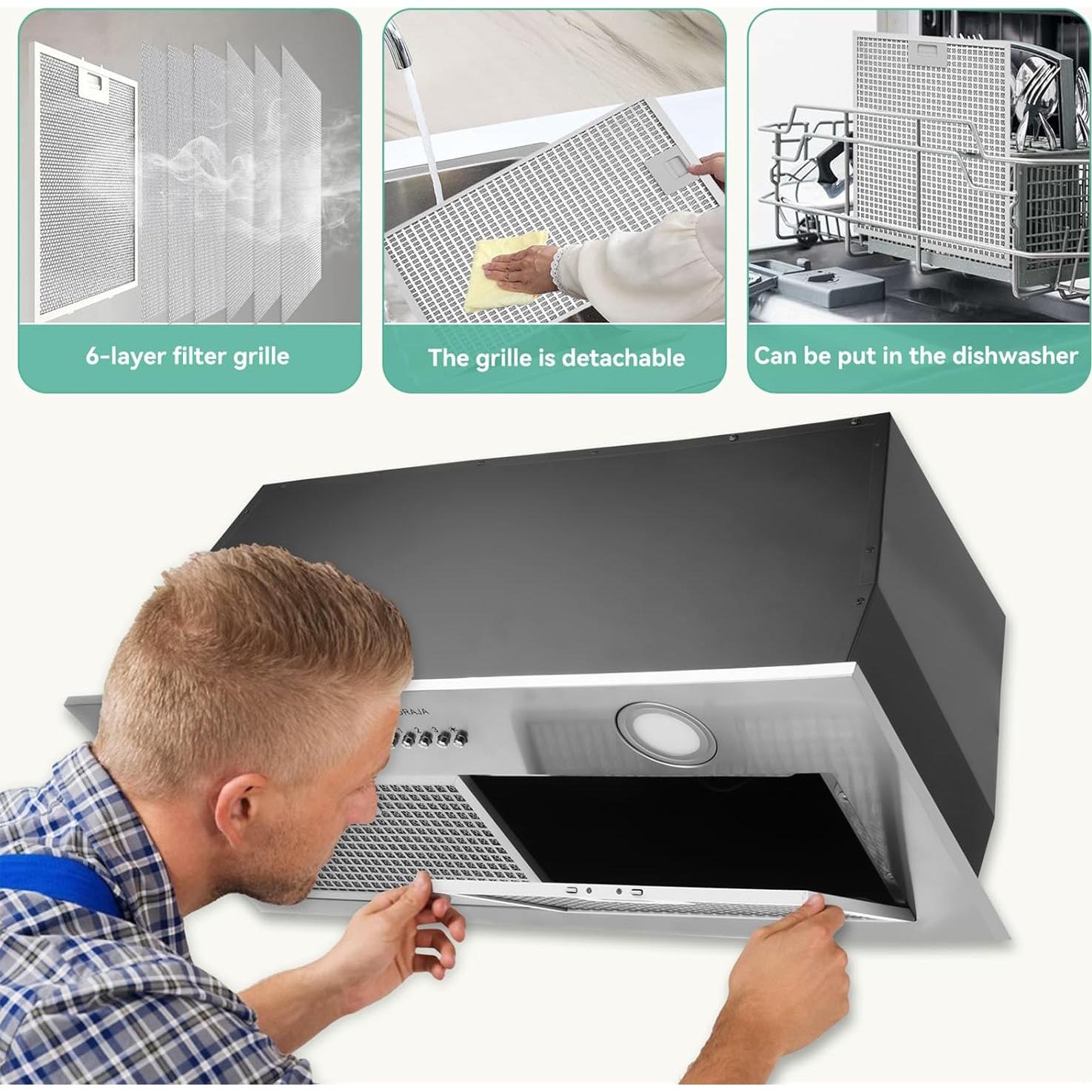 Campana de Cocina Empotrada KENDRAJA 76.2 cm 700 CFM LED