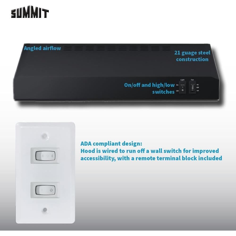 Campana Extractora Bajo Gabinete Summit HC20BBADA 50.8cm Negra