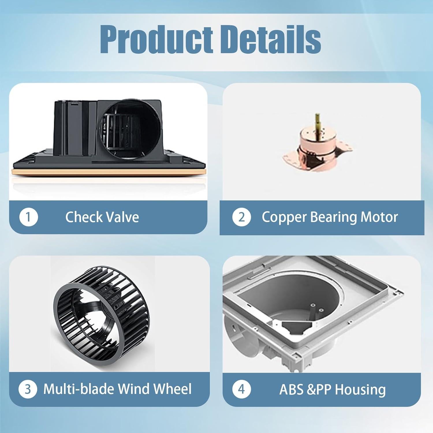 Ventilador Extractor de Baño JNNXZZ con Luz LED 30x30cm