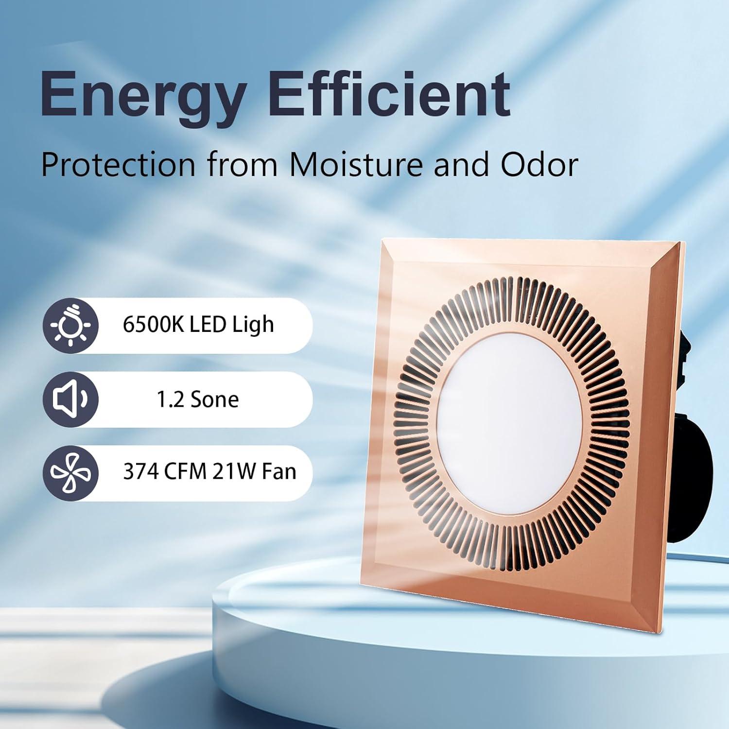 Ventilador Extractor de Baño JNNXZZ con Luz LED 30x30cm