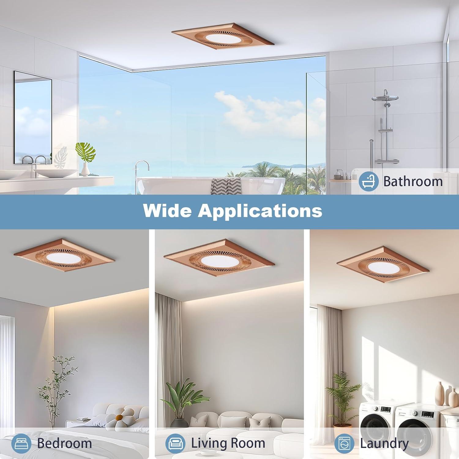 Ventilador Extractor de Baño JNNXZZ con Luz LED 30x30cm