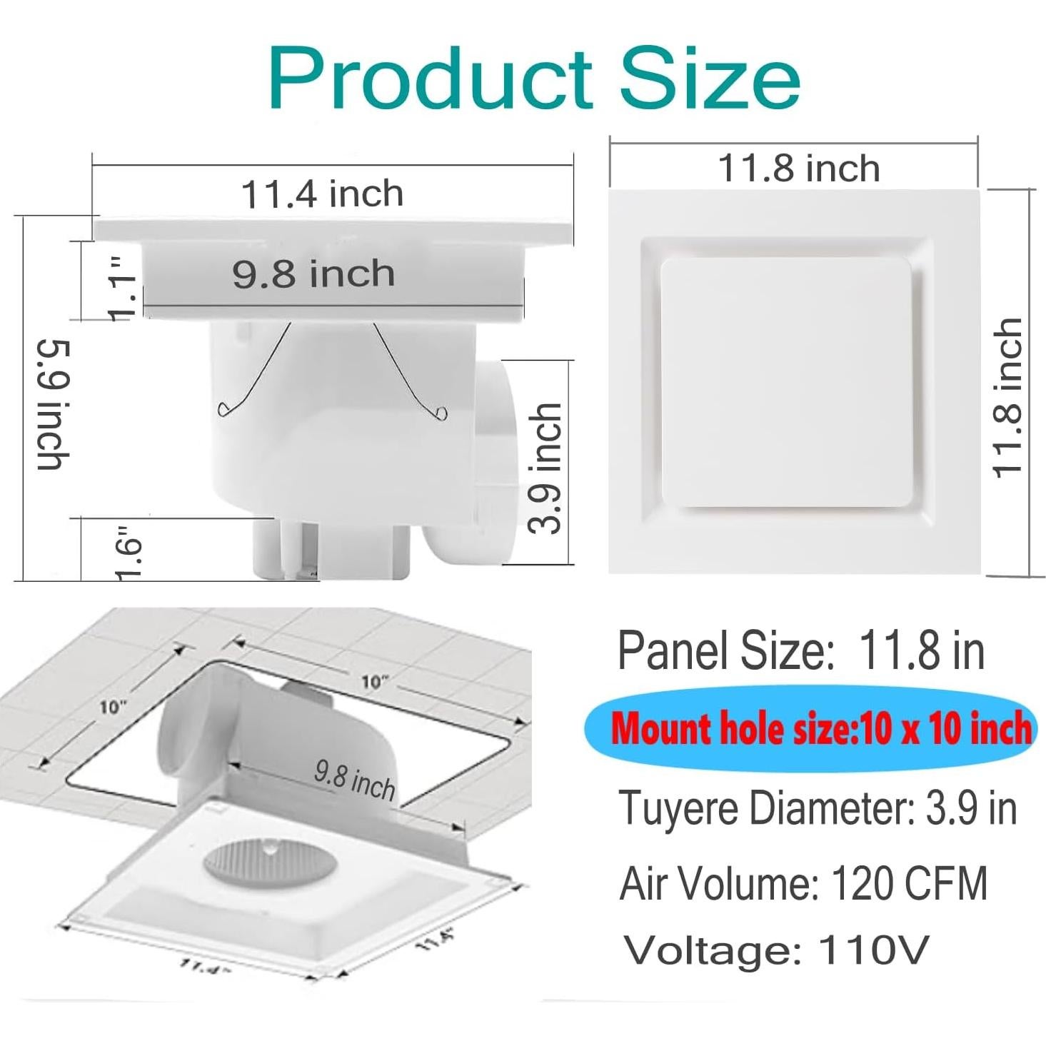 Ventilador de Techo Extractor Nalle HQS-300 120 CFM Blanco