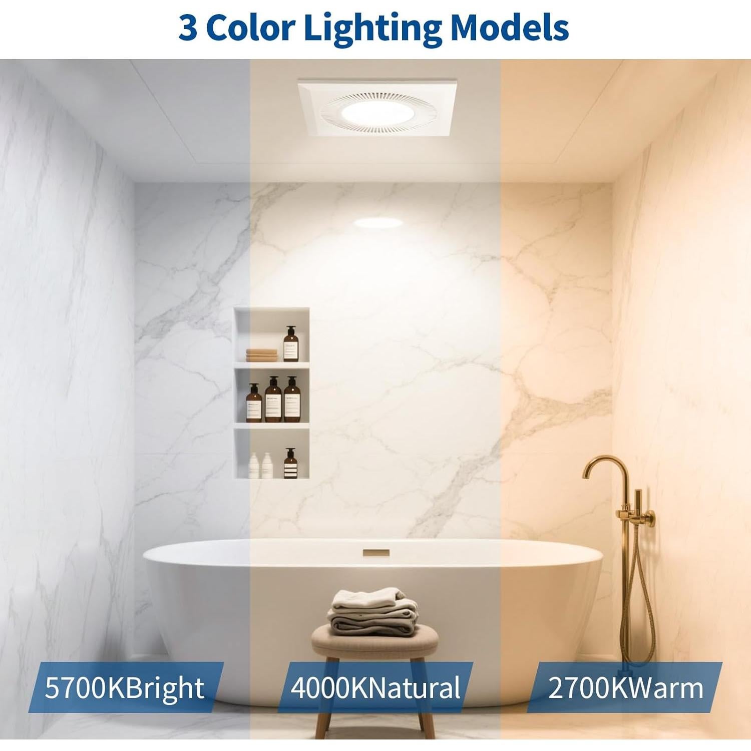 Ventilador de Baño con Luz LED FrexCheng 30W Silencioso 110 CFM