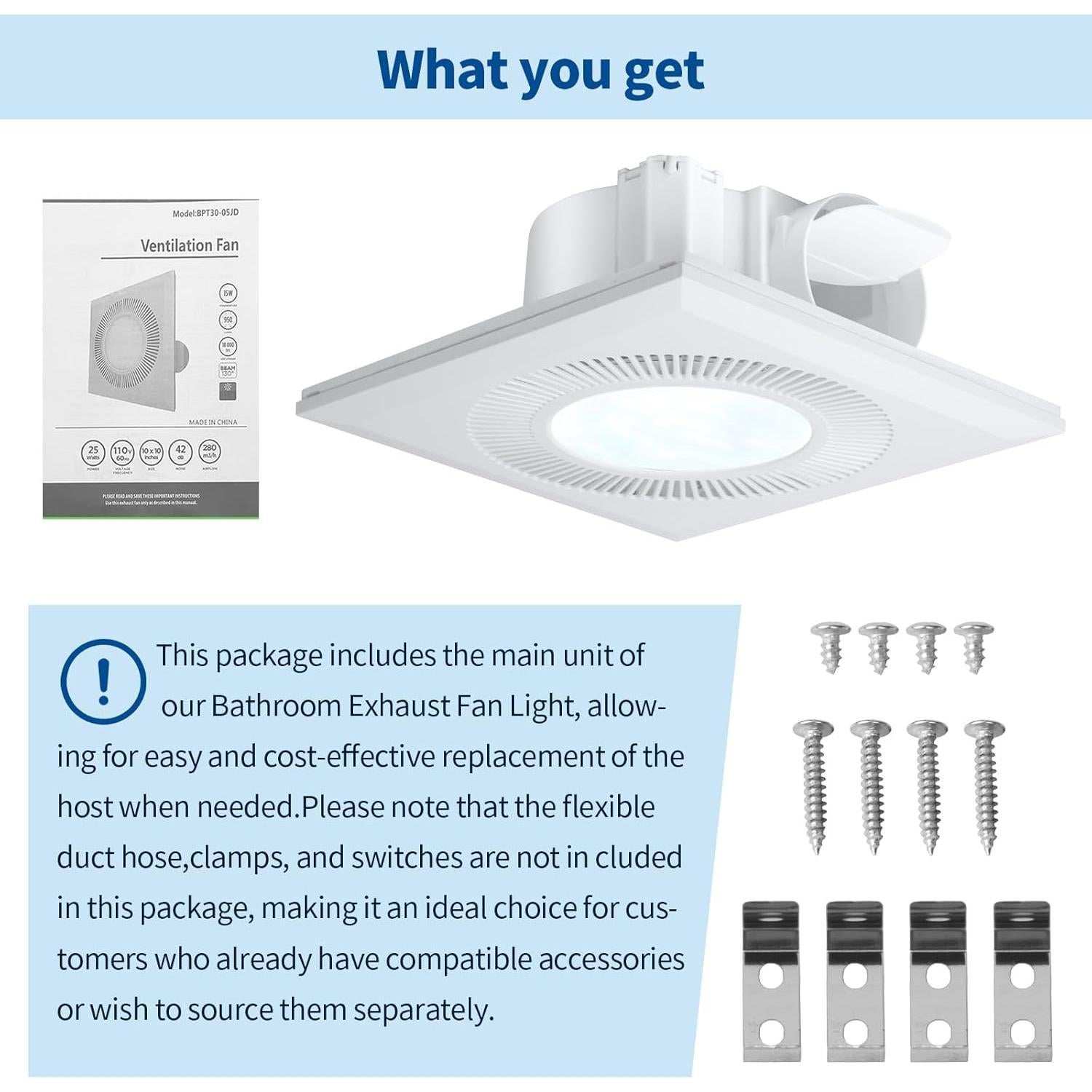 Ventilador de Baño con Luz LED FrexCheng 30W Silencioso 110 CFM