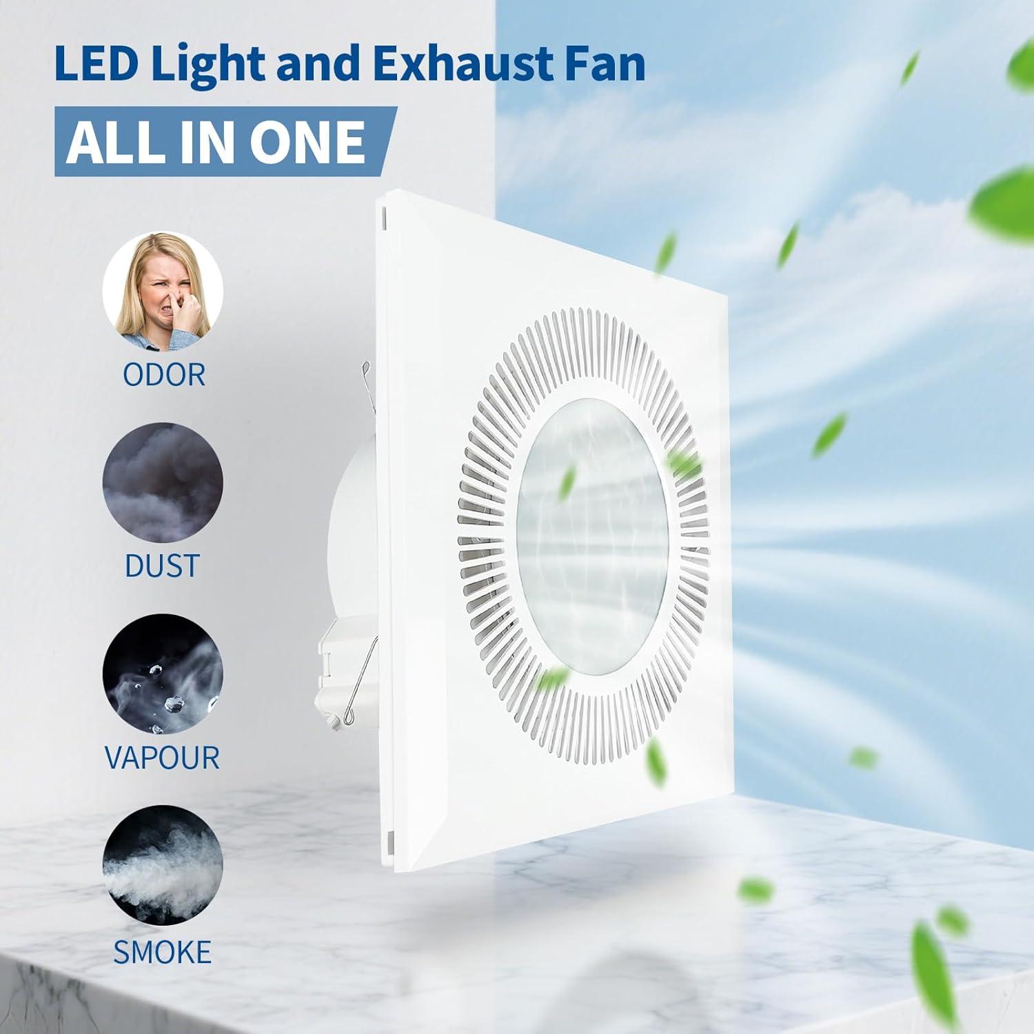 Ventilador de Baño con Luz LED FrexCheng 30W Silencioso 110 CFM