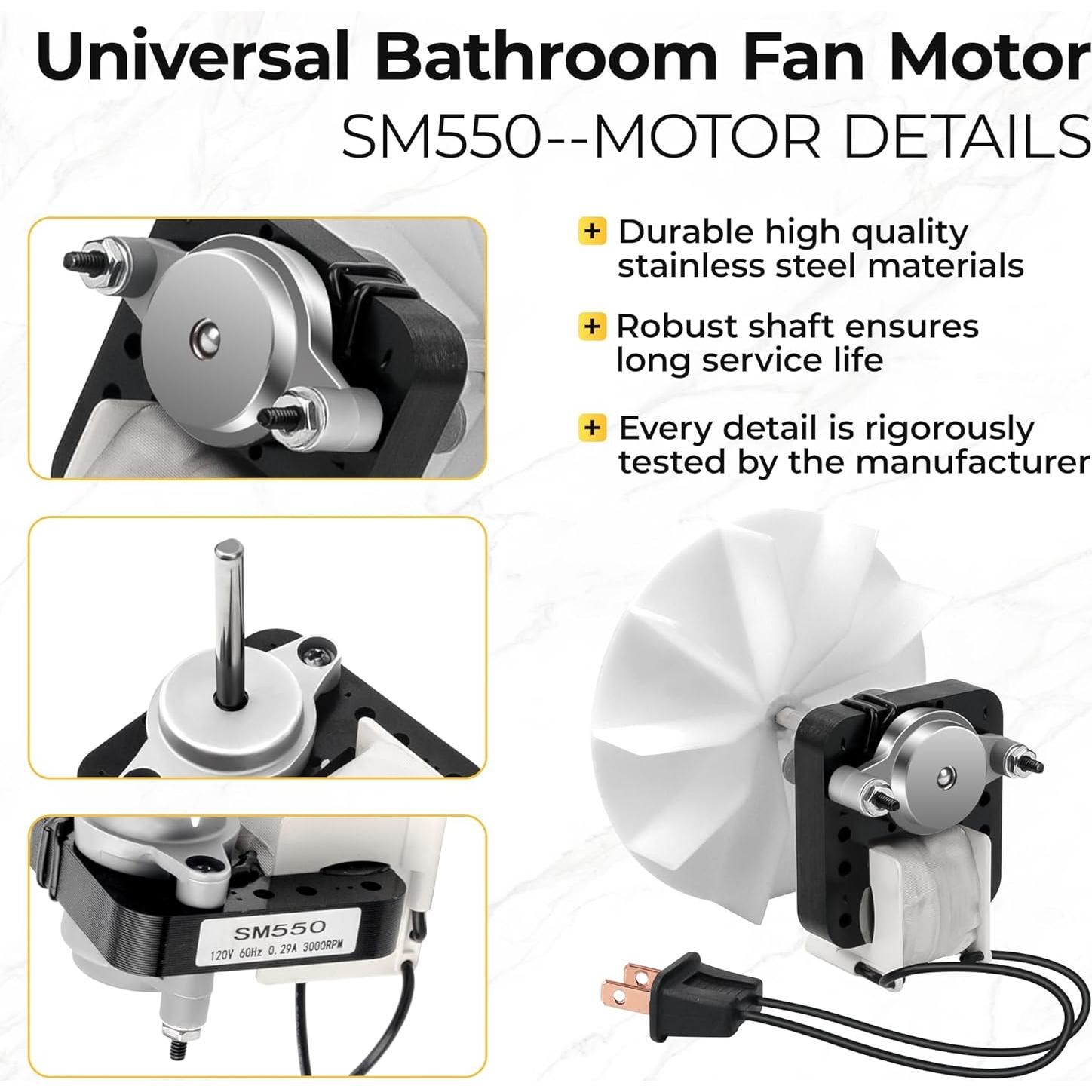 Motor de Ventilador de Baño Universal Fetechmate SM550 50CFM 120V