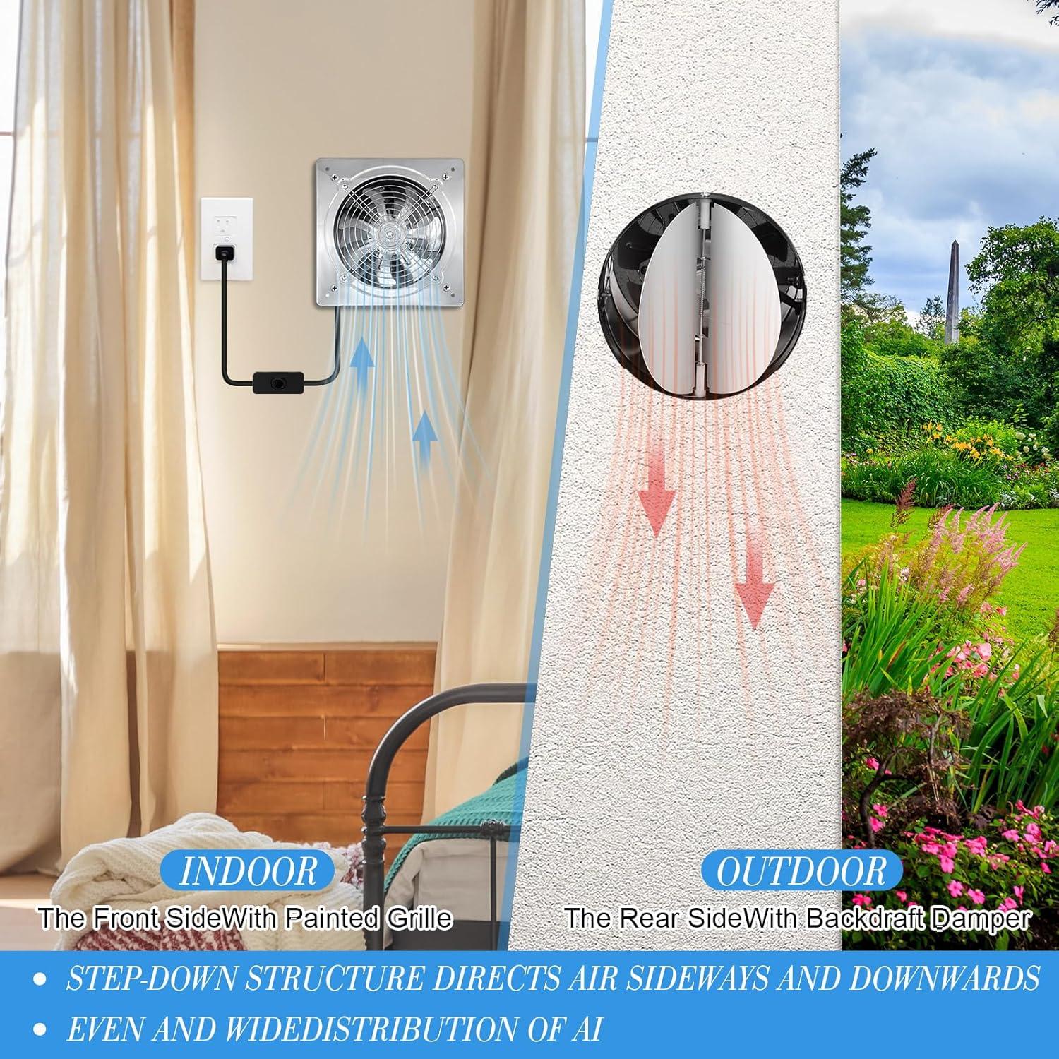 Ventilador de Escape 10" Yaocom 988 CFM Plata para Baño y Cocina