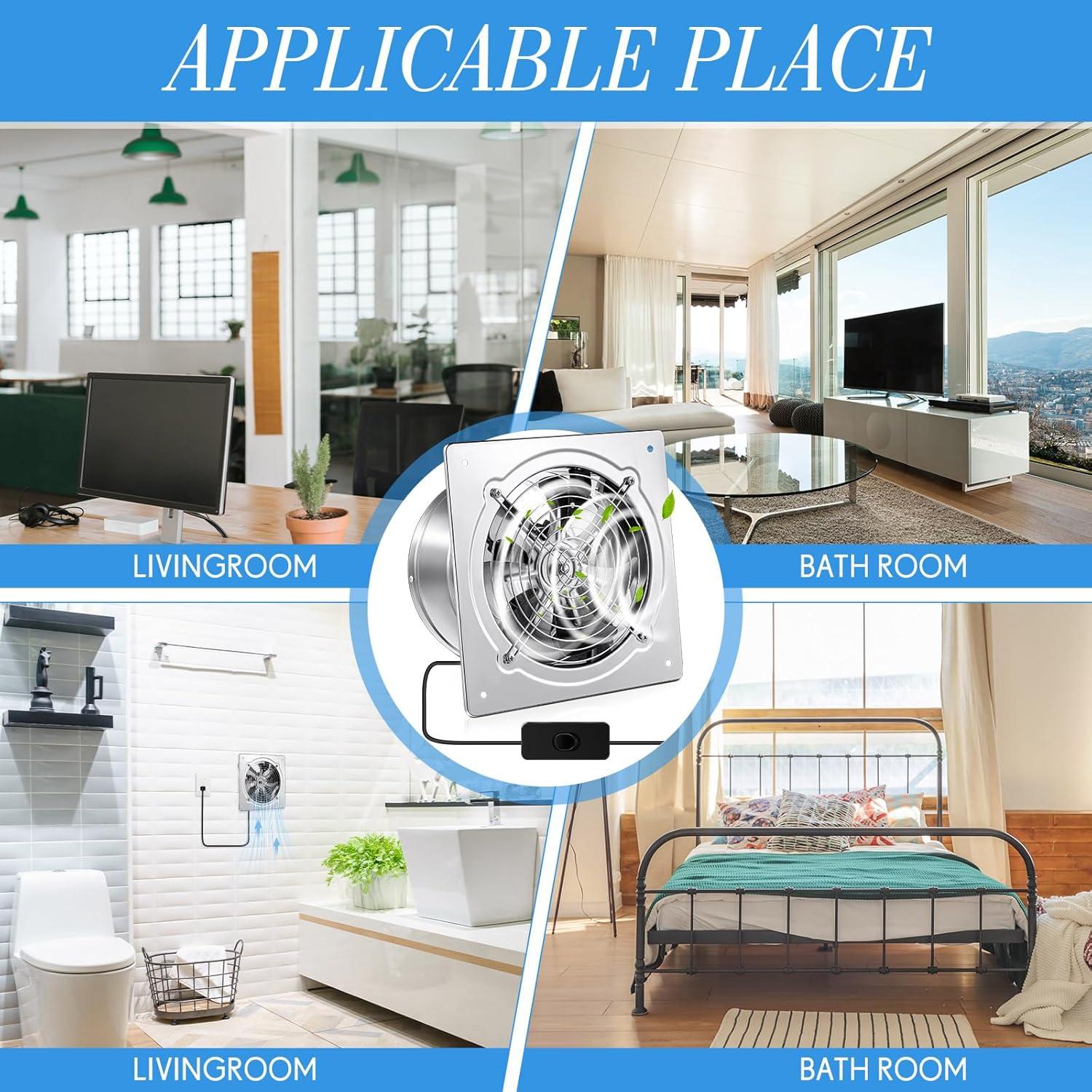 Ventilador de Escape 10" Yaocom 988 CFM Plata para Baño y Cocina