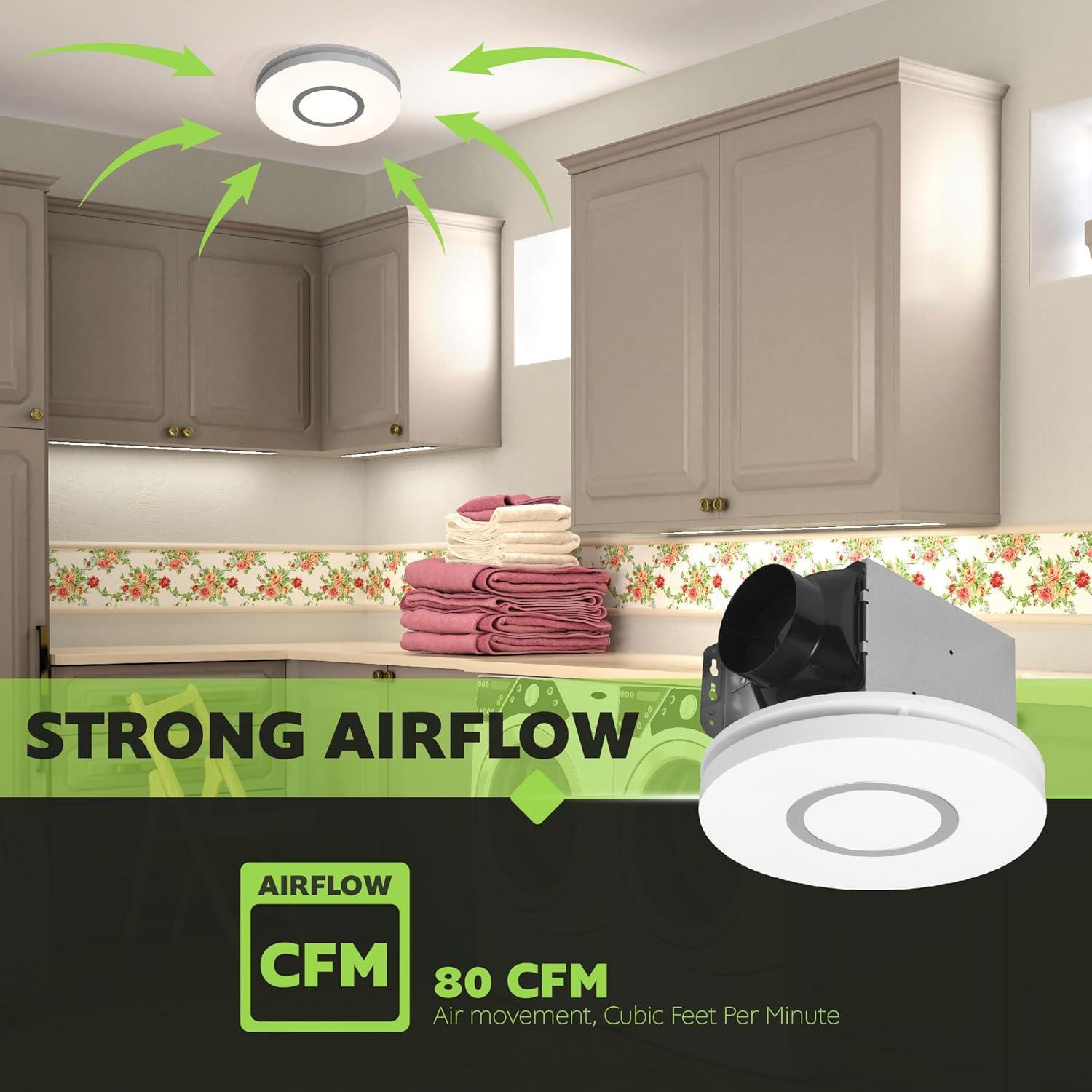 Ventilador de Baño Homewerks 7141-80-RGB con Luz LED y Sensor