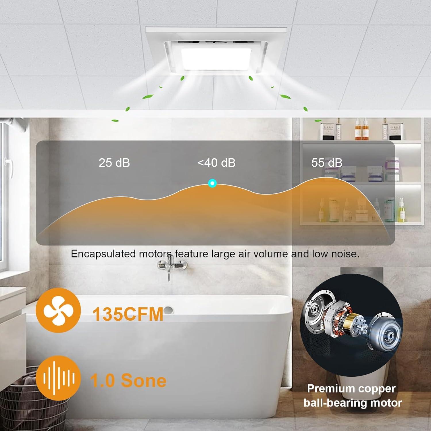 Ventilador de Extracción para Baño TOYOUSEA 30x30cm LED 1500lm