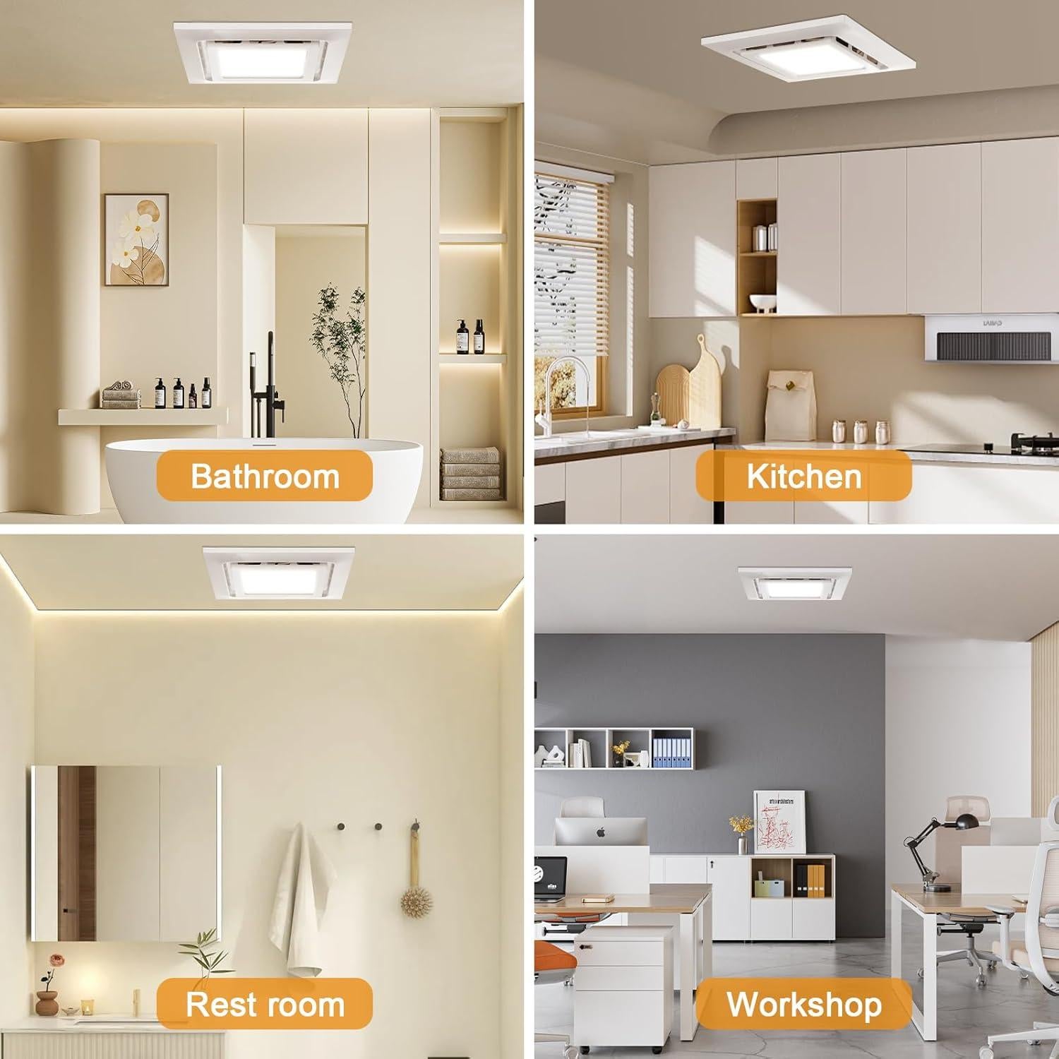 Ventilador de Extracción para Baño TOYOUSEA 30x30cm LED 1500lm