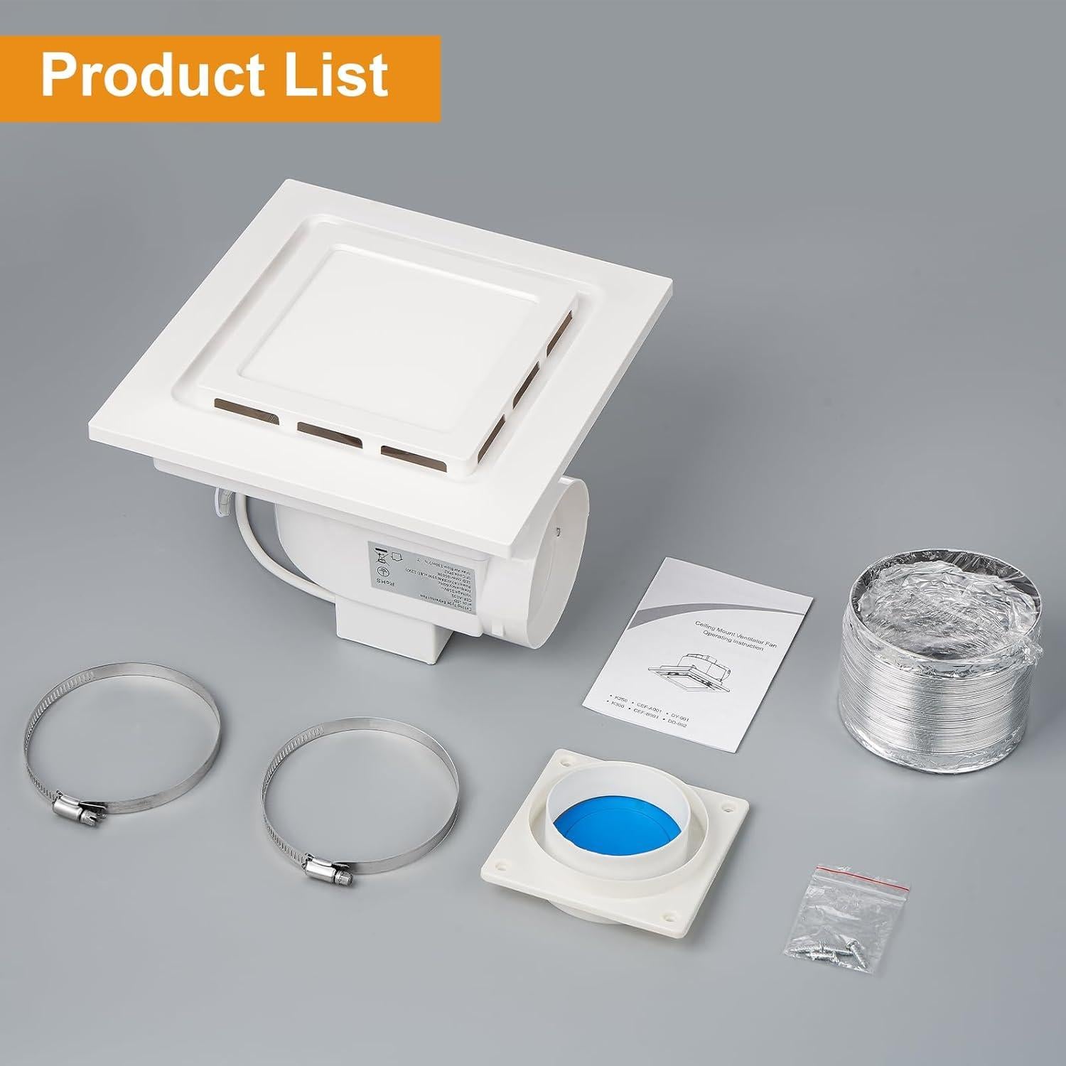 Ventilador de Extracción para Baño TOYOUSEA 30x30cm LED 1500lm