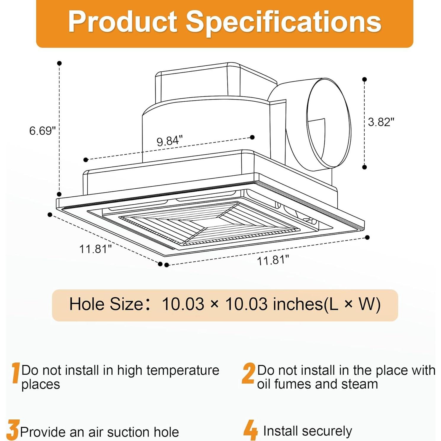 Ventilador Extractor de Baño Yanliangvich 30cm Silencioso 110 CFM