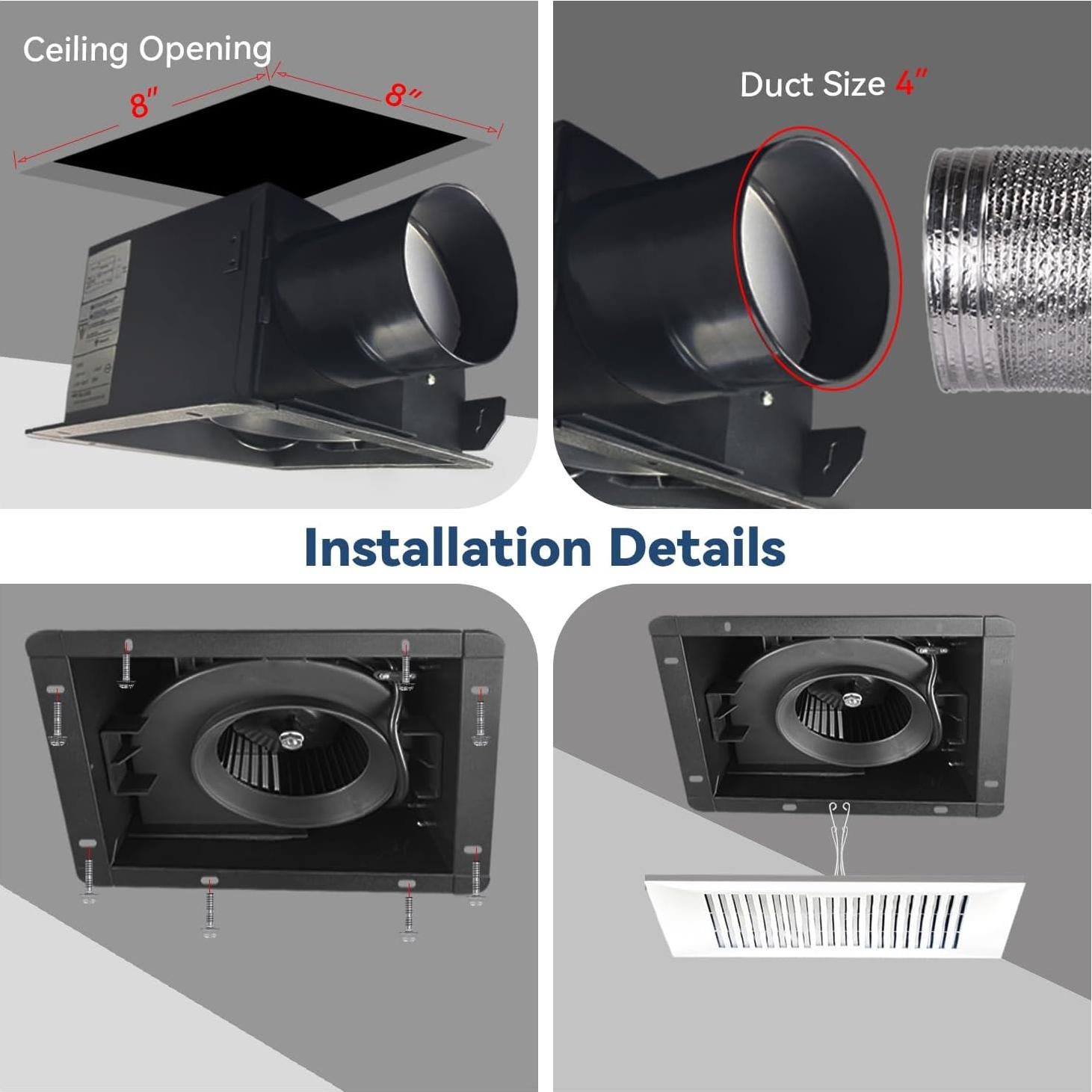 Ventilador de Baño Dcfairfan 88CFM Ultra Silencioso 1.2 Sones