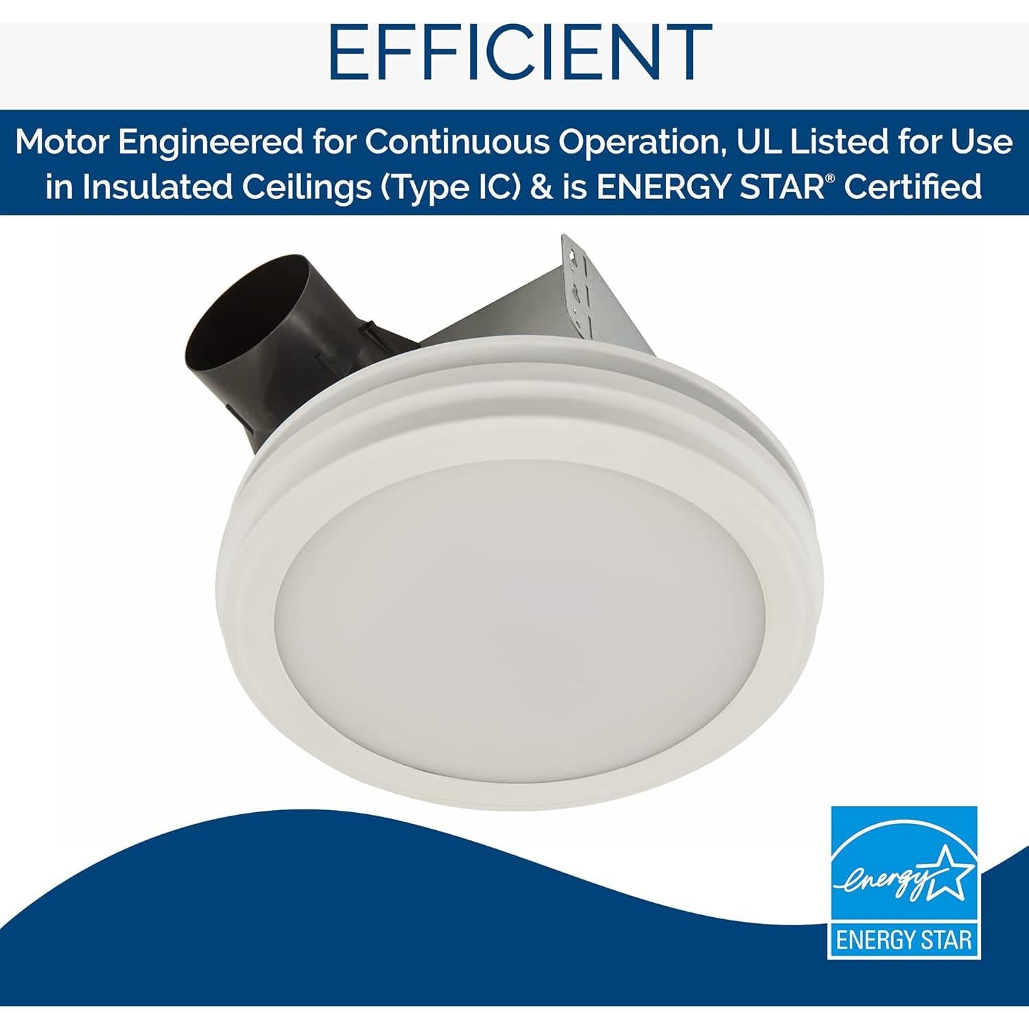 Ventilador de Baño Broan-NuTone AER80LWH 80 CFM LED Blanco